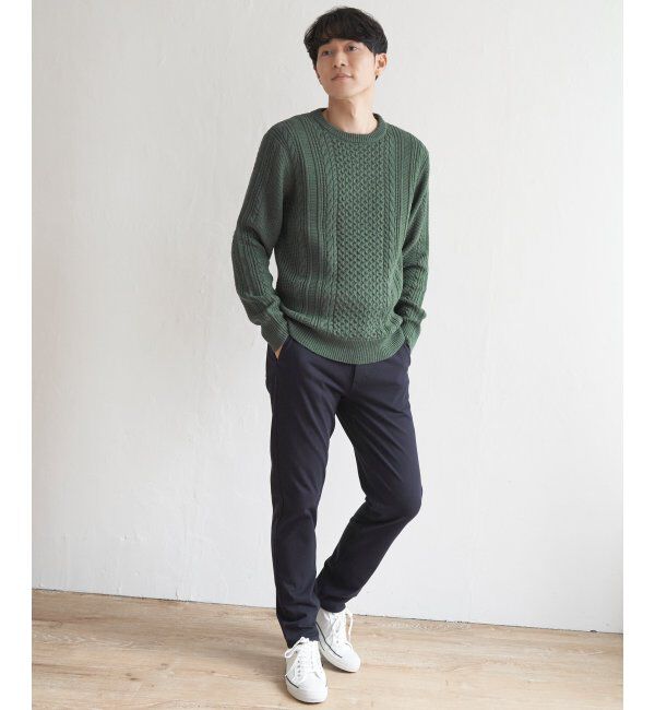 ikka「抗菌アランケーブルリサイクルニット」|プルオーバー|