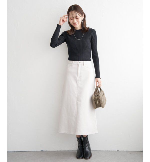 ikka「ボンディングロングスカート」|スカート|