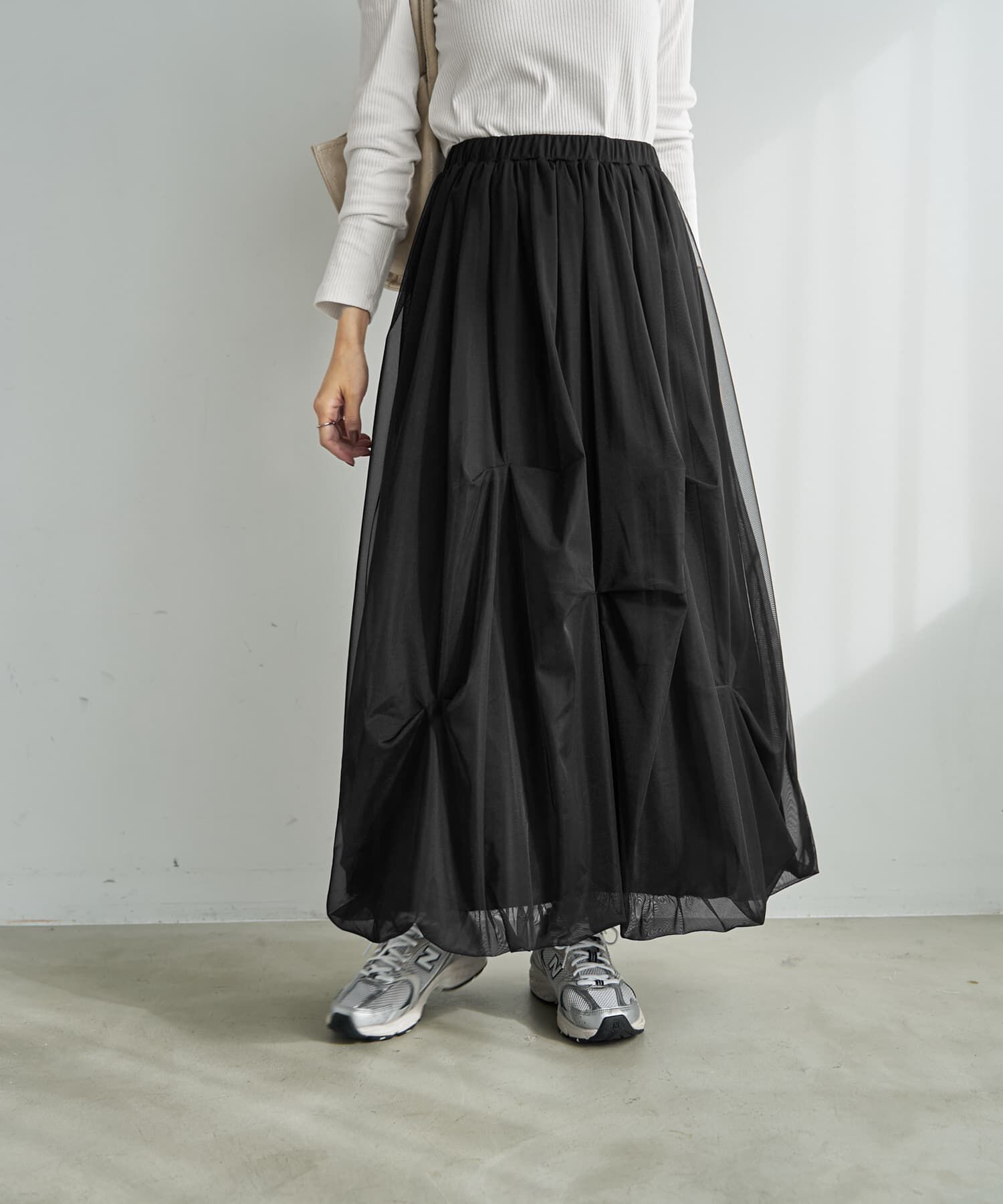 STYLE DELI「【LUXE】タックチュールバルーンスカート」|スカート|ブラック