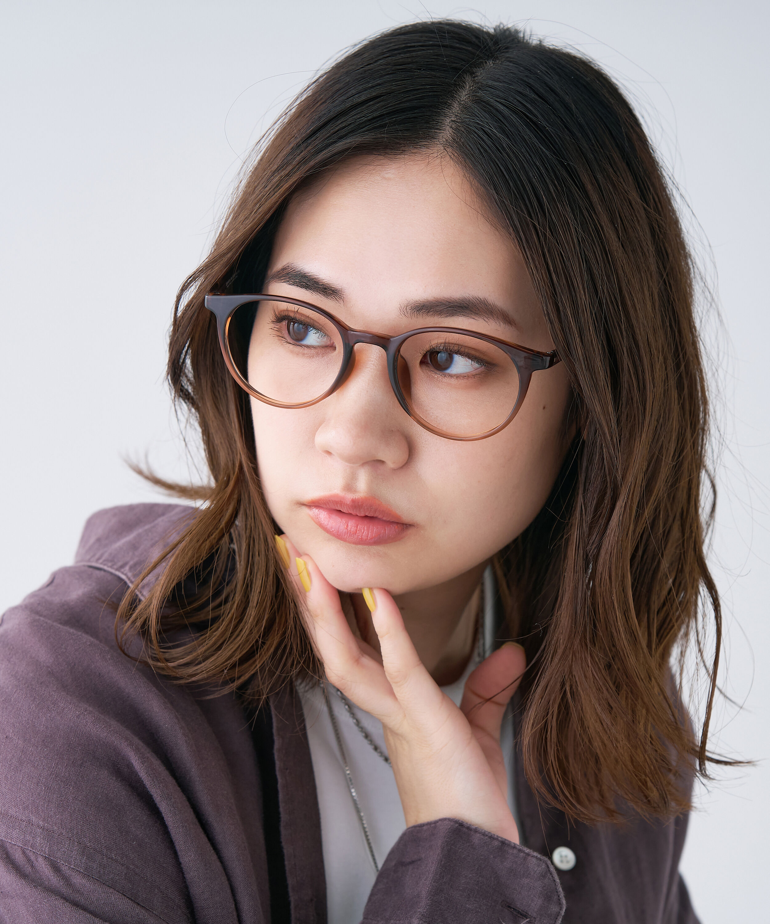  「ボストン型 メガネ 軽量 クリア 黒縁 レンズ交換券付 GO」|メガネ|ブラウン