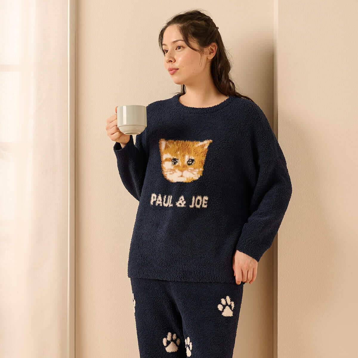 PAUL&JOE「ふわふわヌネットジャガード　プルオーバー」|ルームウェア|ネイビー