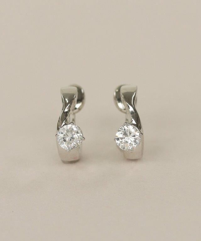  「Bubbloop ひねりデザインストーンイヤリング　ノンホールピアス」|イヤリング|