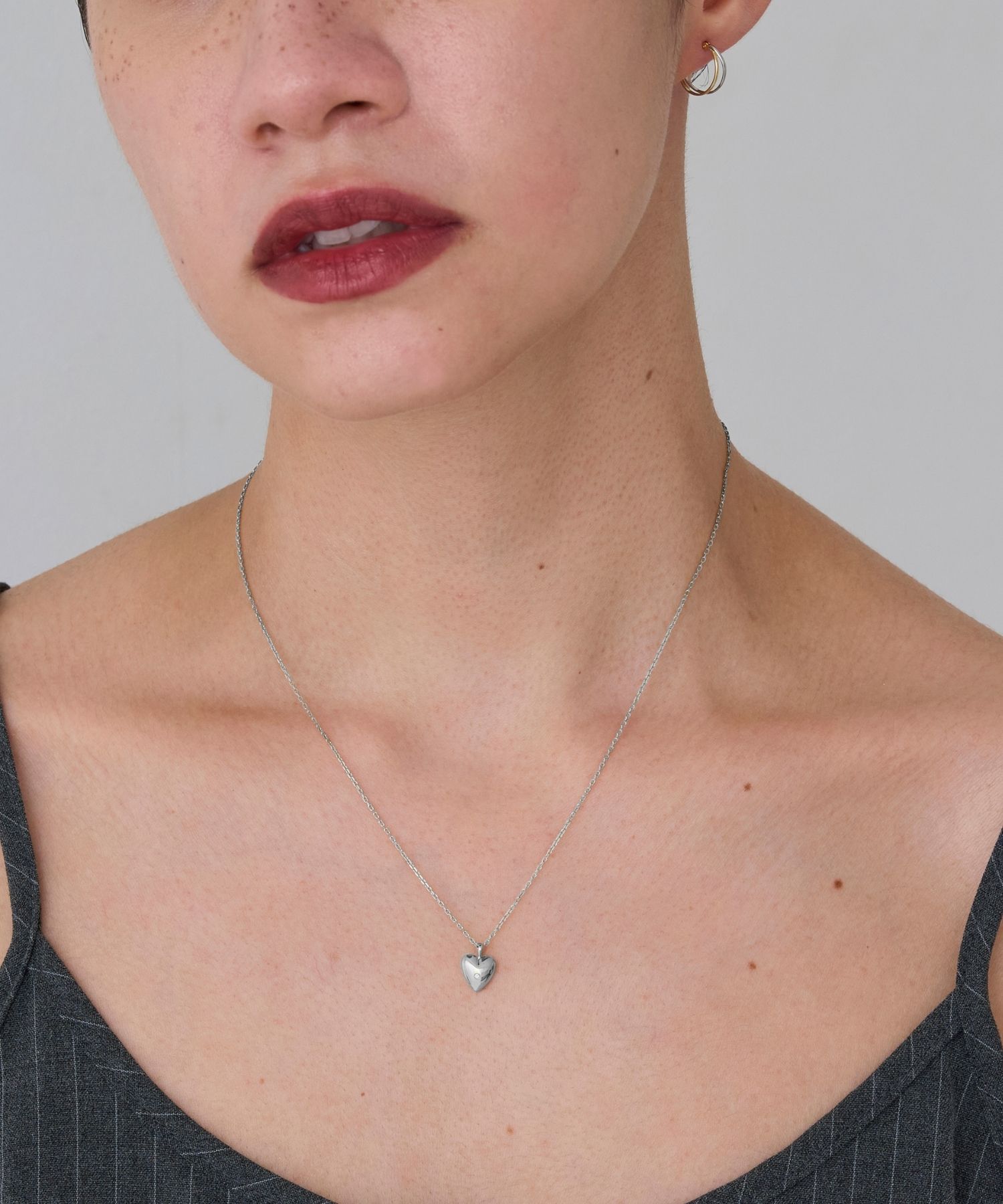 JUPITER「【SV】ハートモチーフダイヤモンドネックレス/金属アレルギー対応　シルバー」|ネックレス|