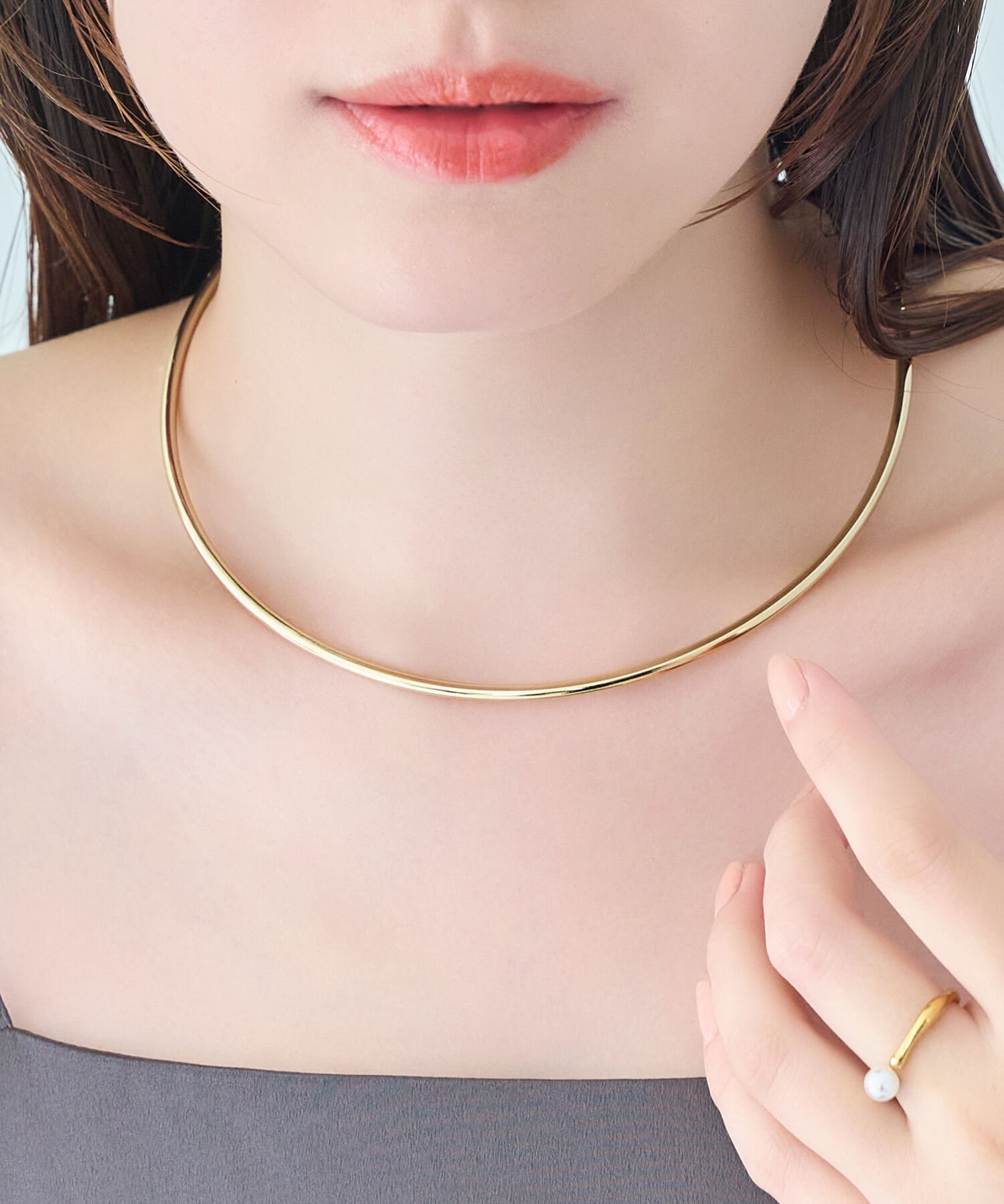 Phoebe「ルーセントラインチョーカー　ゴールド/ネックレス/ネックカフ/40cm」|ネックレス|ゴールド