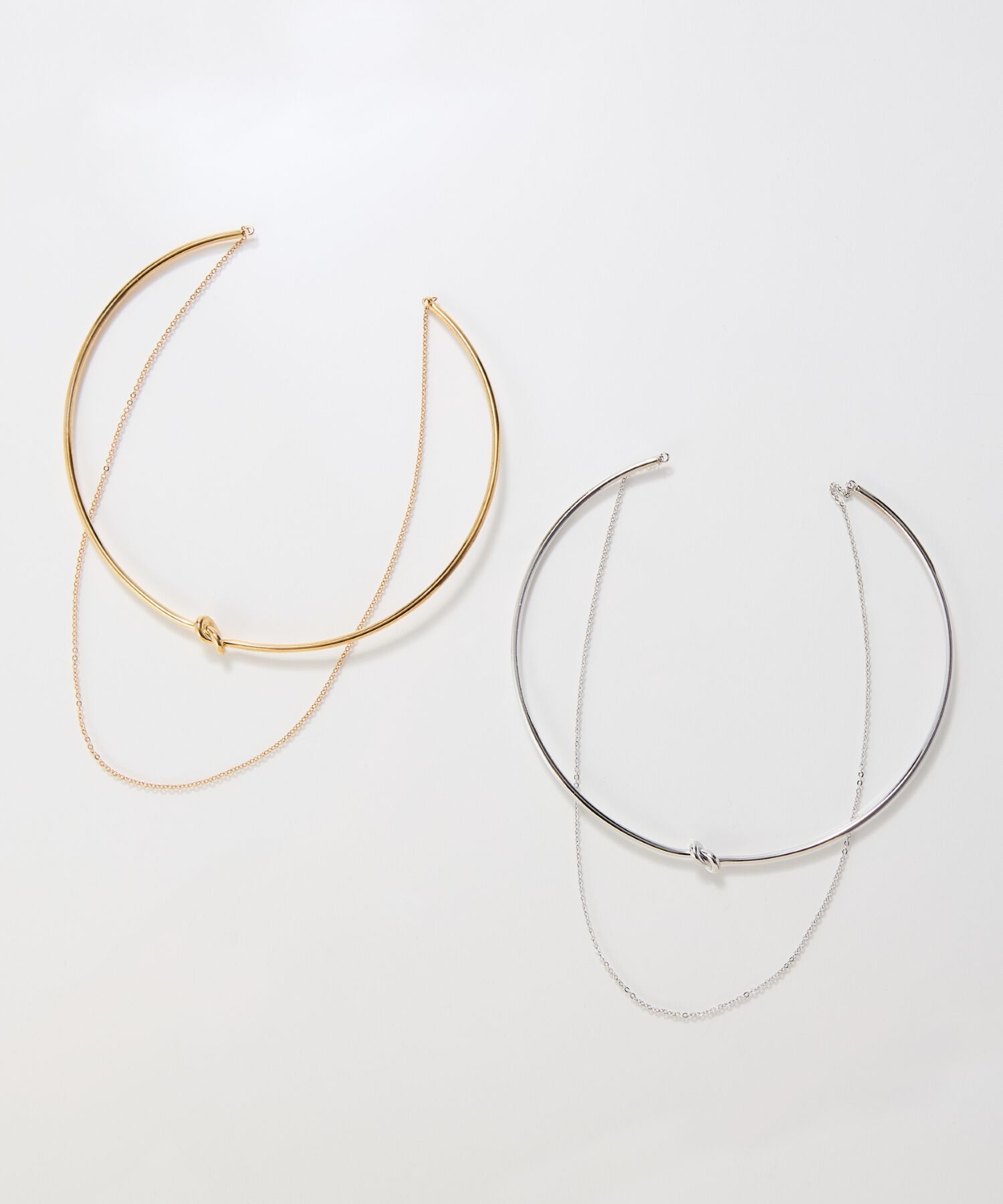 Phoebe「ノットラインレイヤードチョーカー　ゴールド/ネックレス/ネックカフ/36cm」|ネックレス|