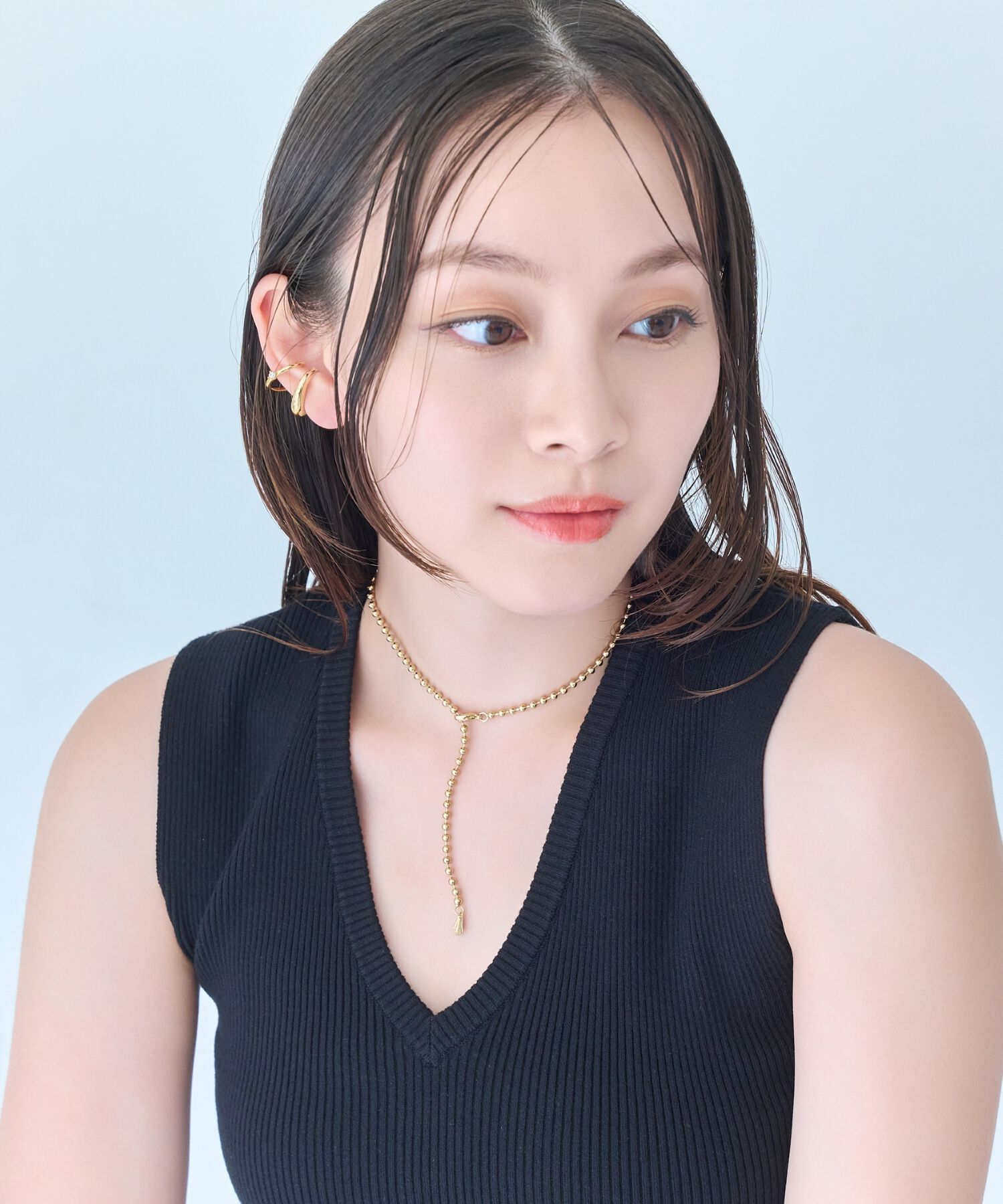 Phoebe「【金属アレルギー対応】ドットラインチョーカー　ゴールド/ニッケルフリー/41.5cm」|ネックレス|