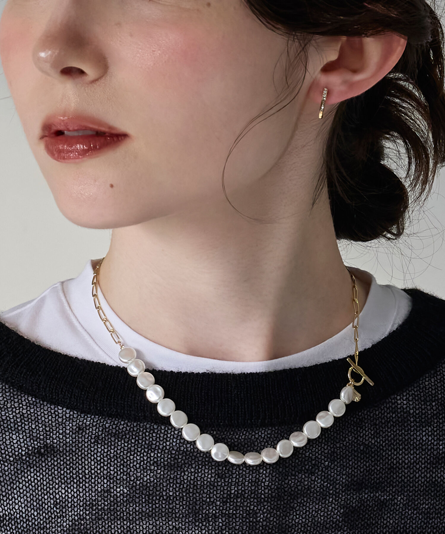 Phoebe「メタリックパールチョーカーネックレス/41cm」|ネックレス|