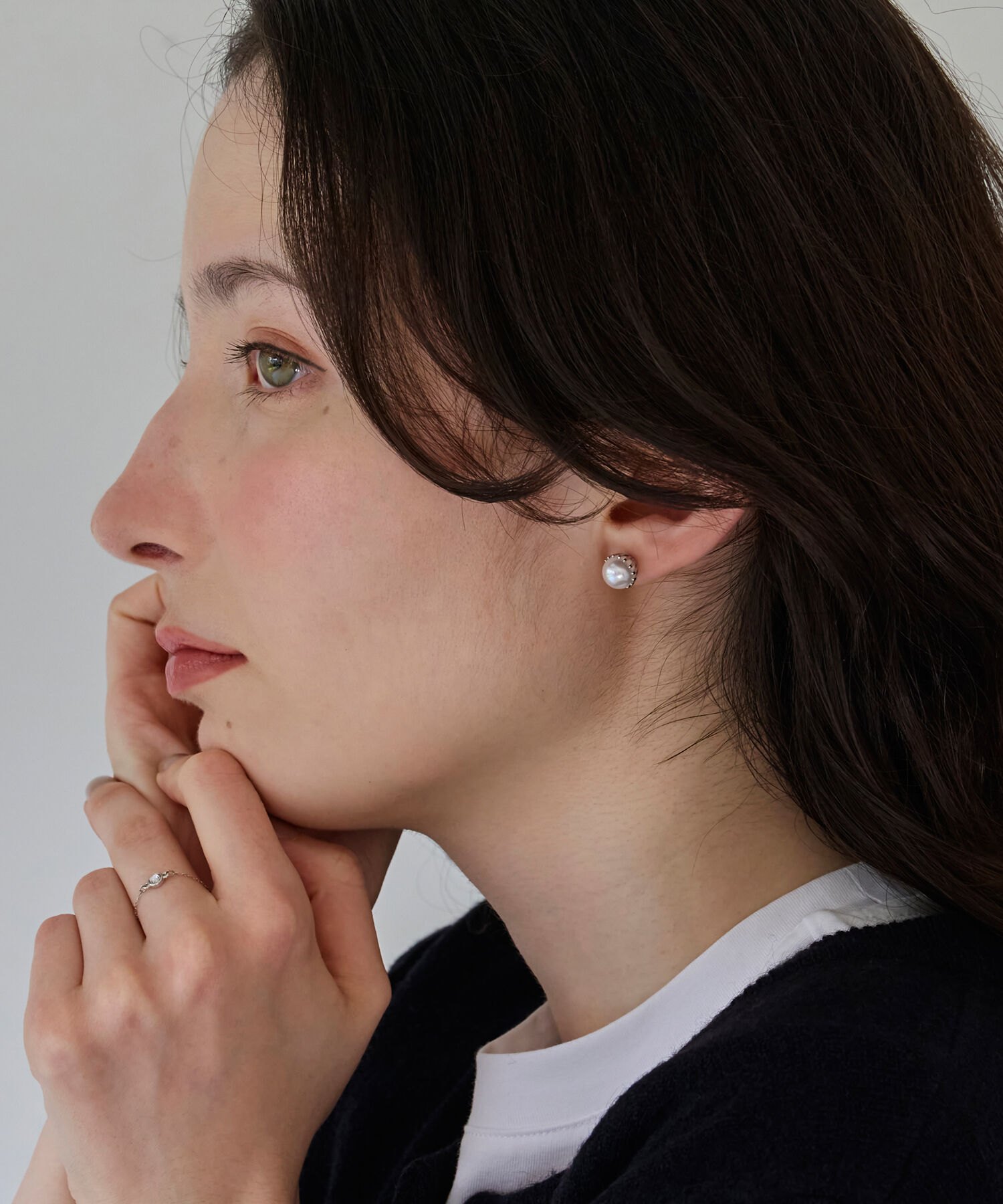  「トゥウィンクルフレームパールピアス　シルバー/一粒」|ピアス|