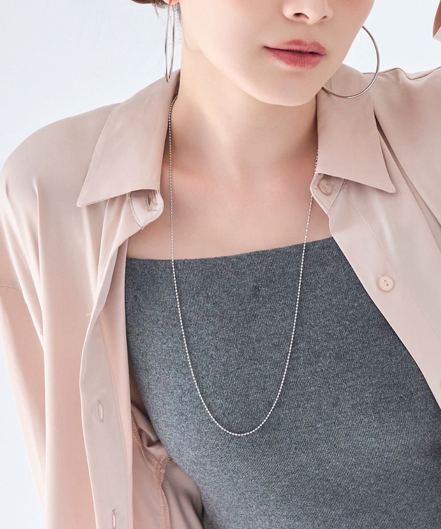  「【金属アレルギー対応】Y字マルチwayロングチェーンネックレス　シルバー」|ネックレス|