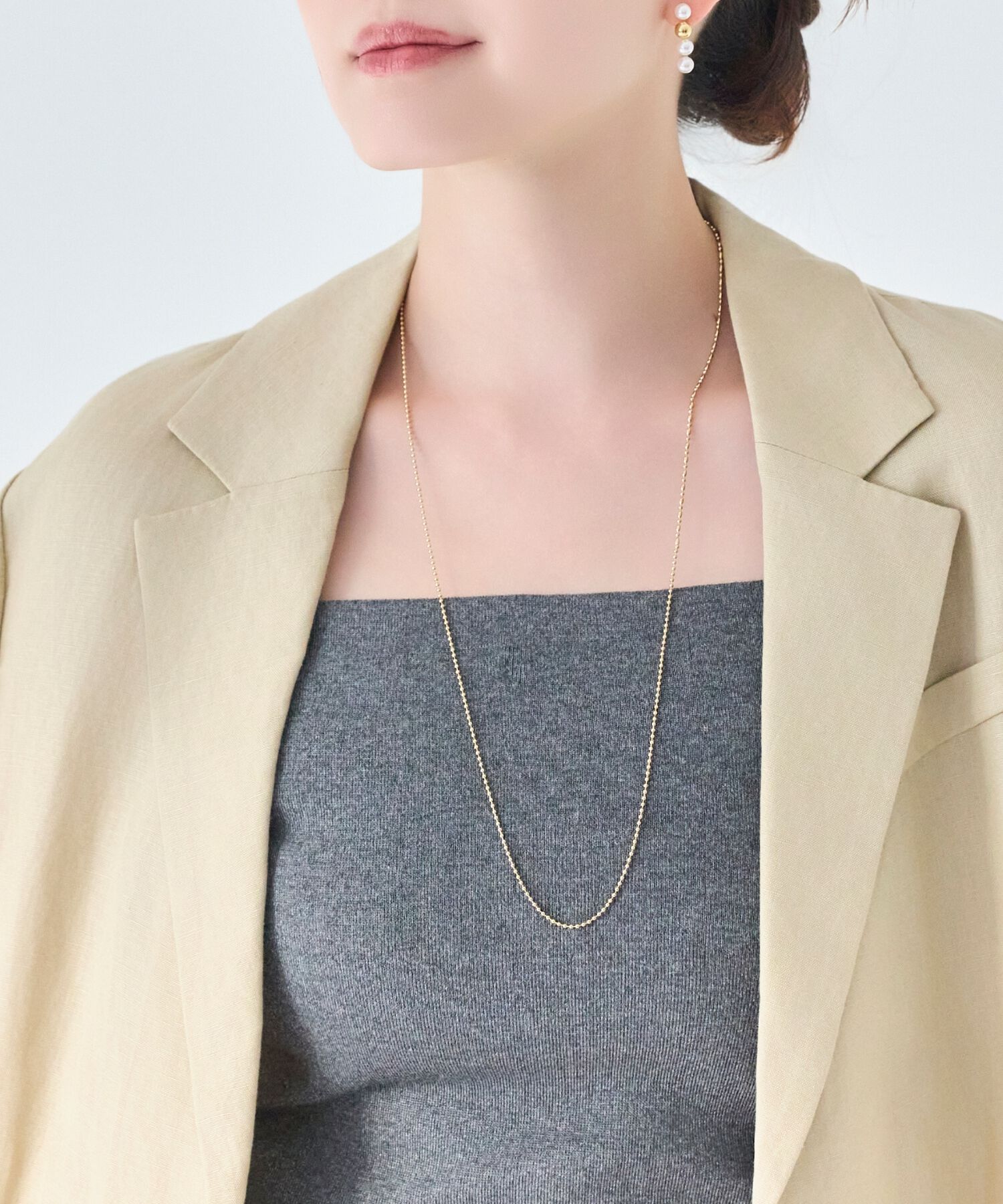  「【金属アレルギー対応】Y字マルチwayロングチェーンネックレス　ゴールド」|ネックレス|