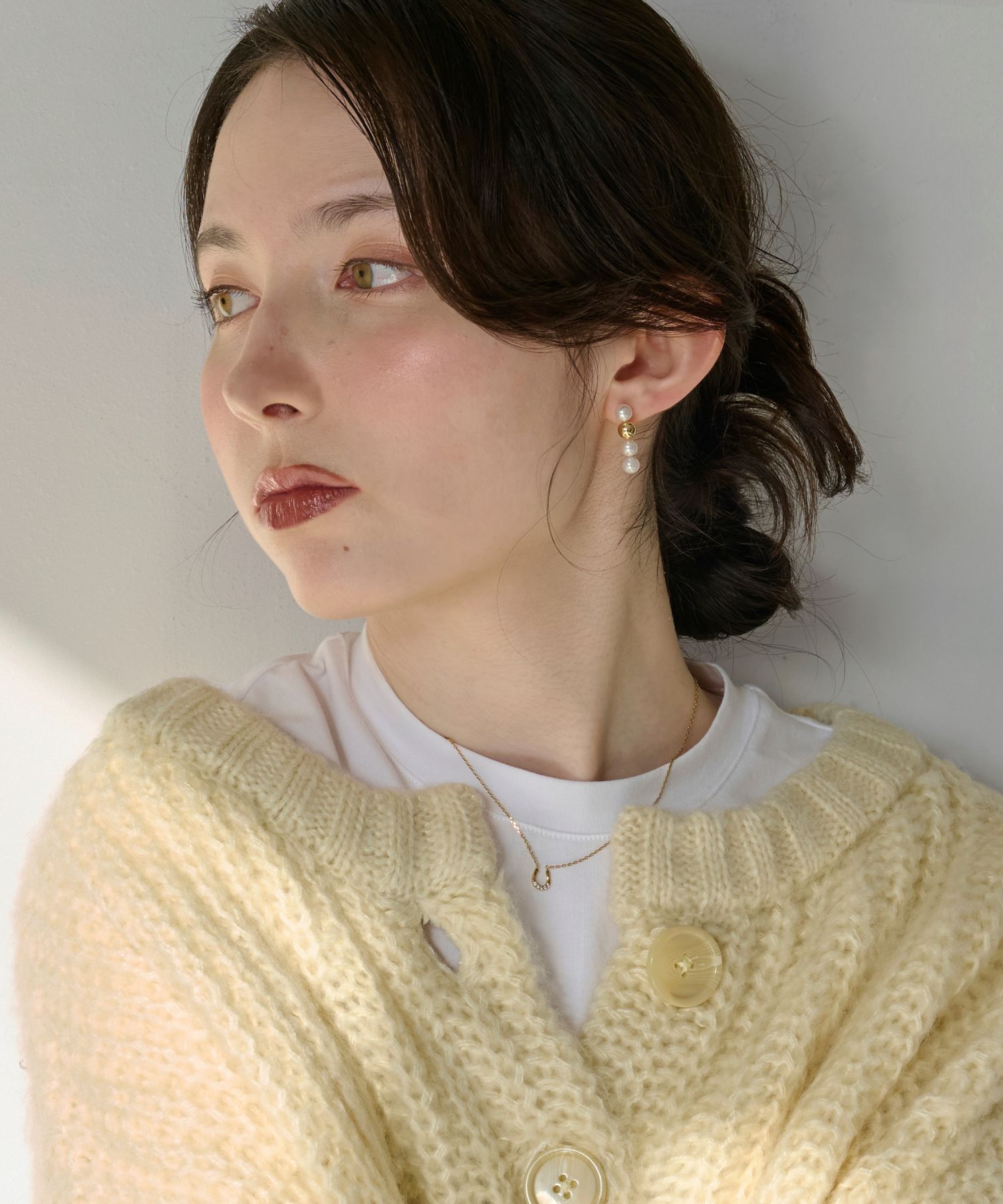 Phoebe「【金属アレルギー対応】ミックスドットピアス　ゴールド/ニッケルフリー/パール」|ピアス|