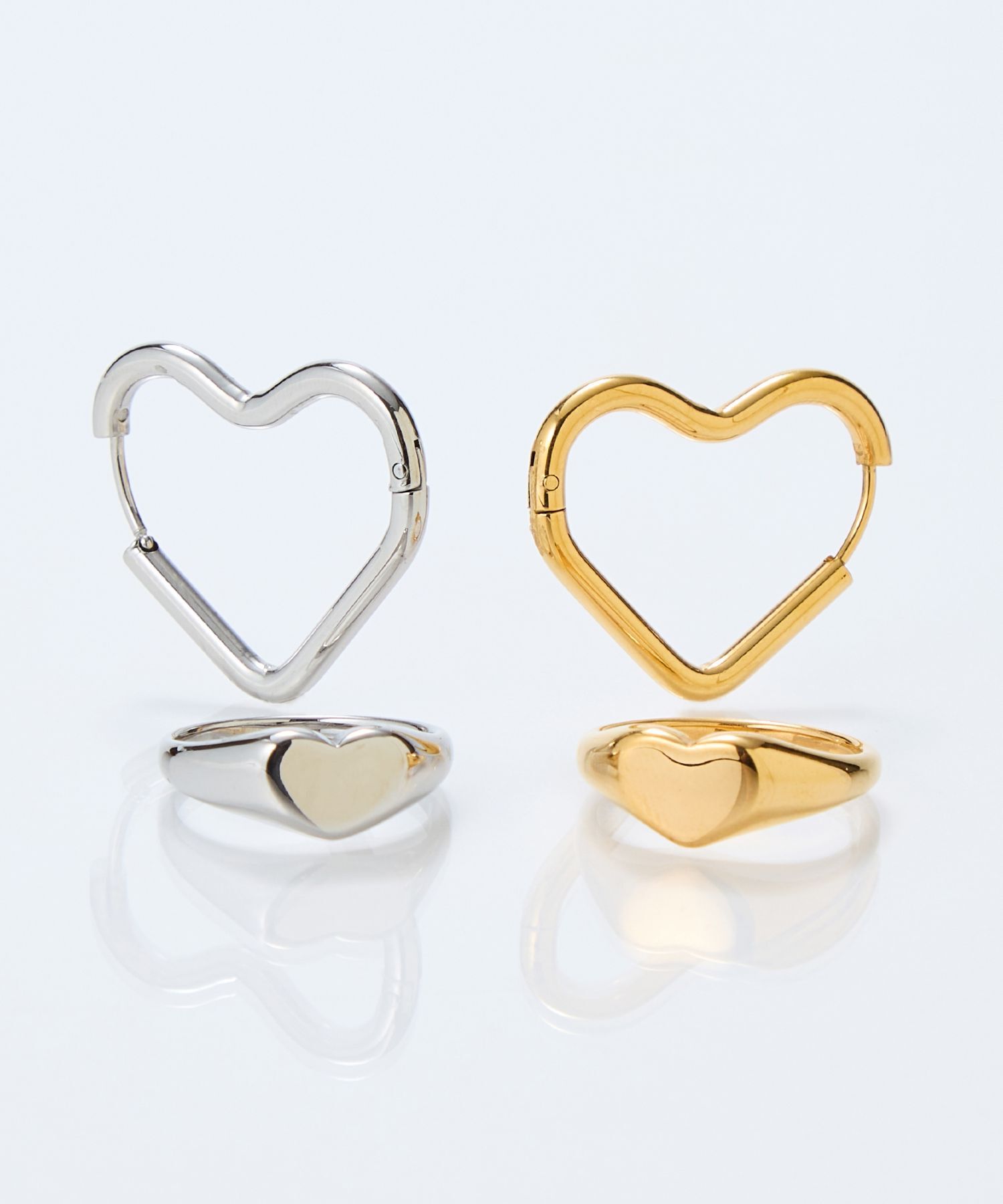 Phoebe「【金属アレルギー対応】グロウハートフープワンタッチピアス　シルバー/ステンレス」|ピアス|