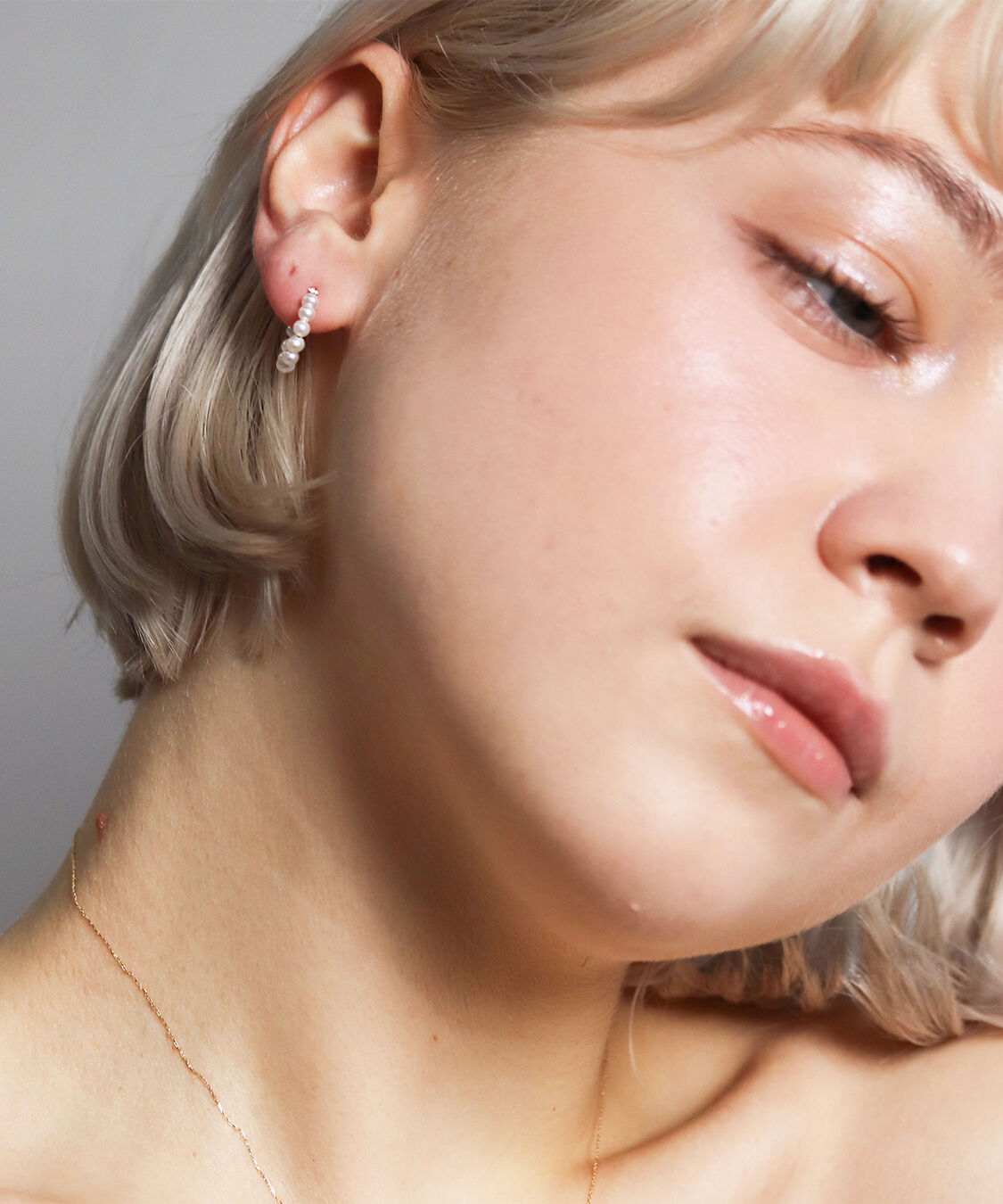  「パール スナップ フープ ピアス| K10YG 〈Ally〉」|ピアス|