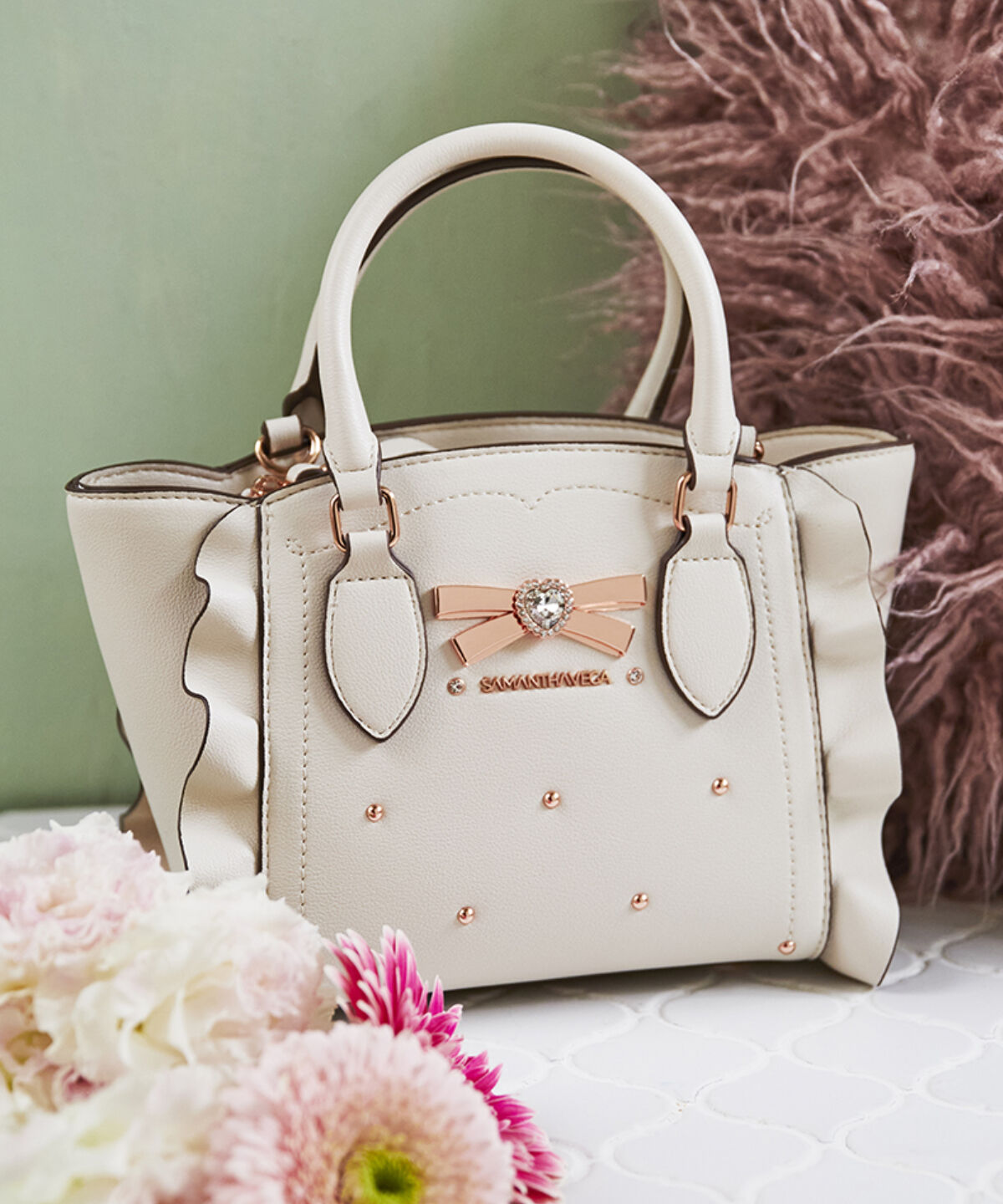 Samantha Vega「リボンスタッズフラッター(ミニ)」|ショルダー・メッセンジャー|オフホワイト