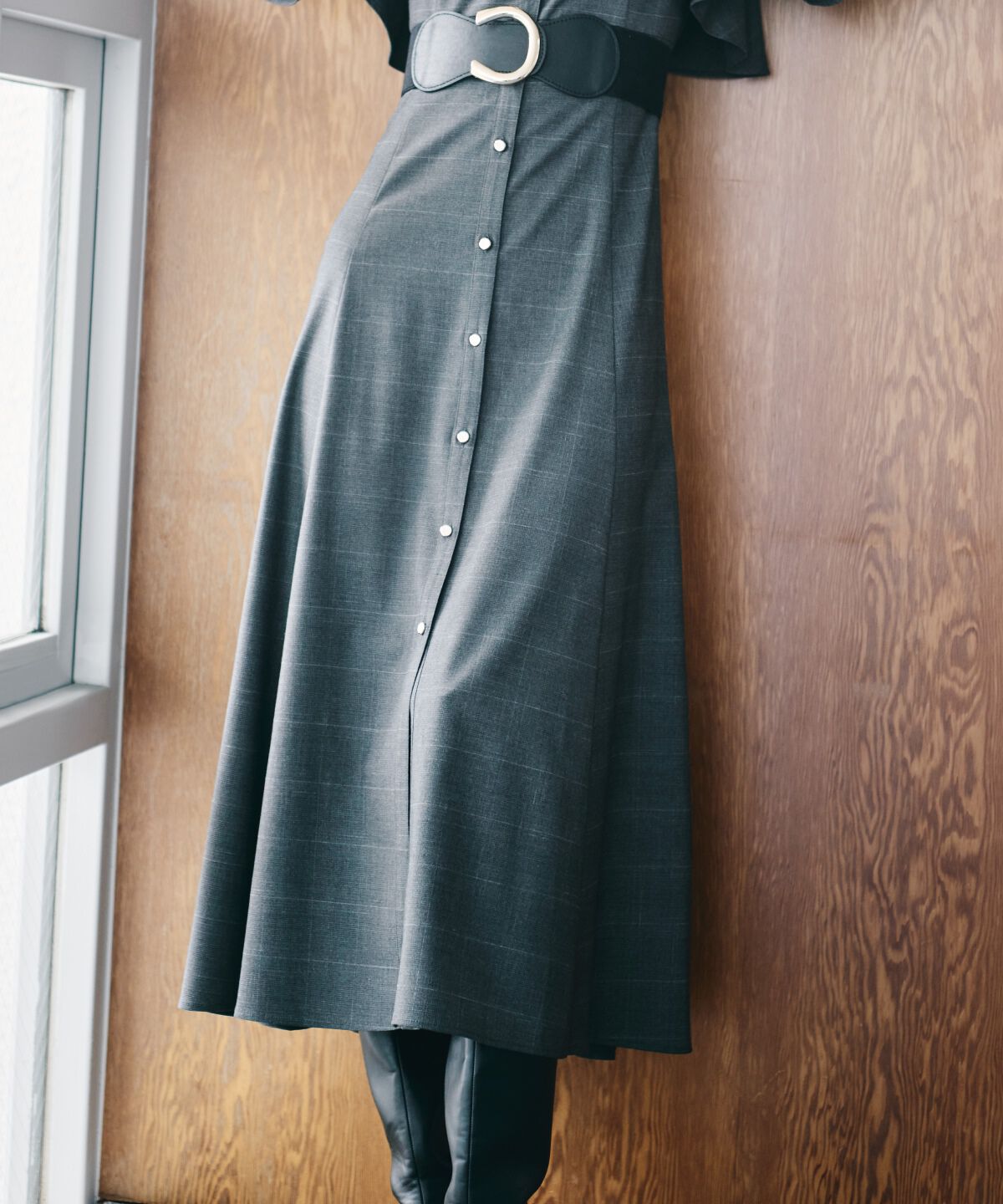 アンドクチュール「フロントフリルケープシャツワンピース」|ワンピース|