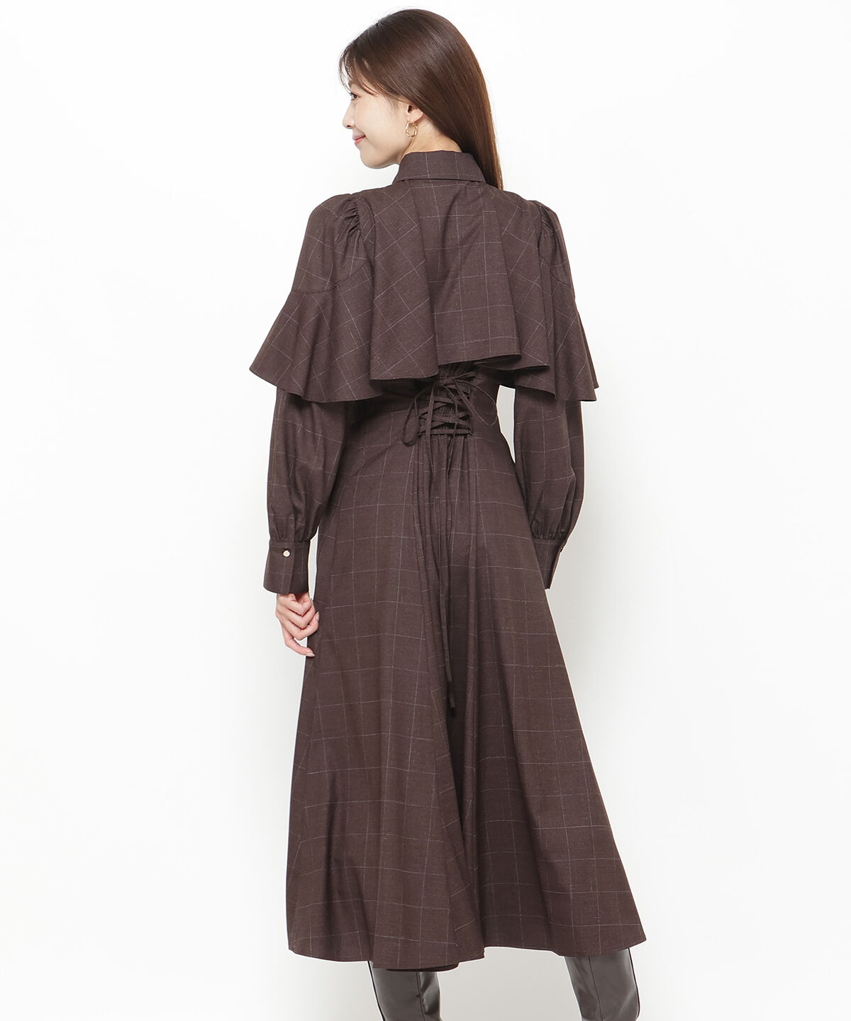 アンドクチュール「フロントフリルケープシャツワンピース」|ワンピース|