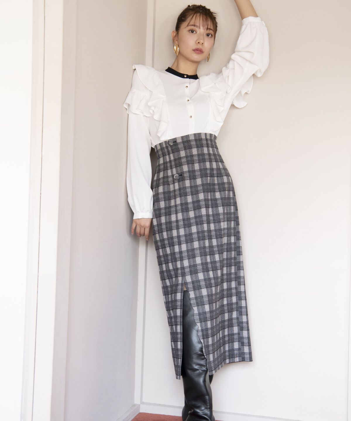 アンドクチュール「スカラップスリットタイトスカート」|タイト|