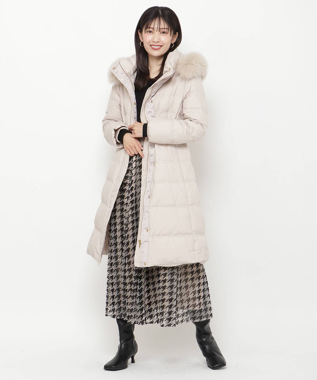 アンドクチュール「FOXファー付きミディアムロングダウン」|ダウン|