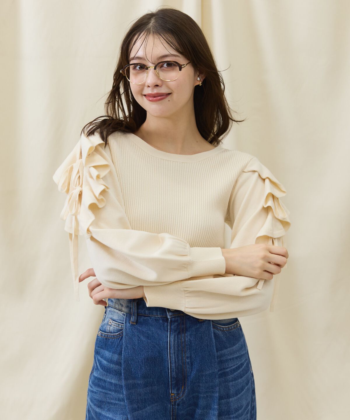 アンドクチュール「袖フリルニット」|ニット・セーター|
