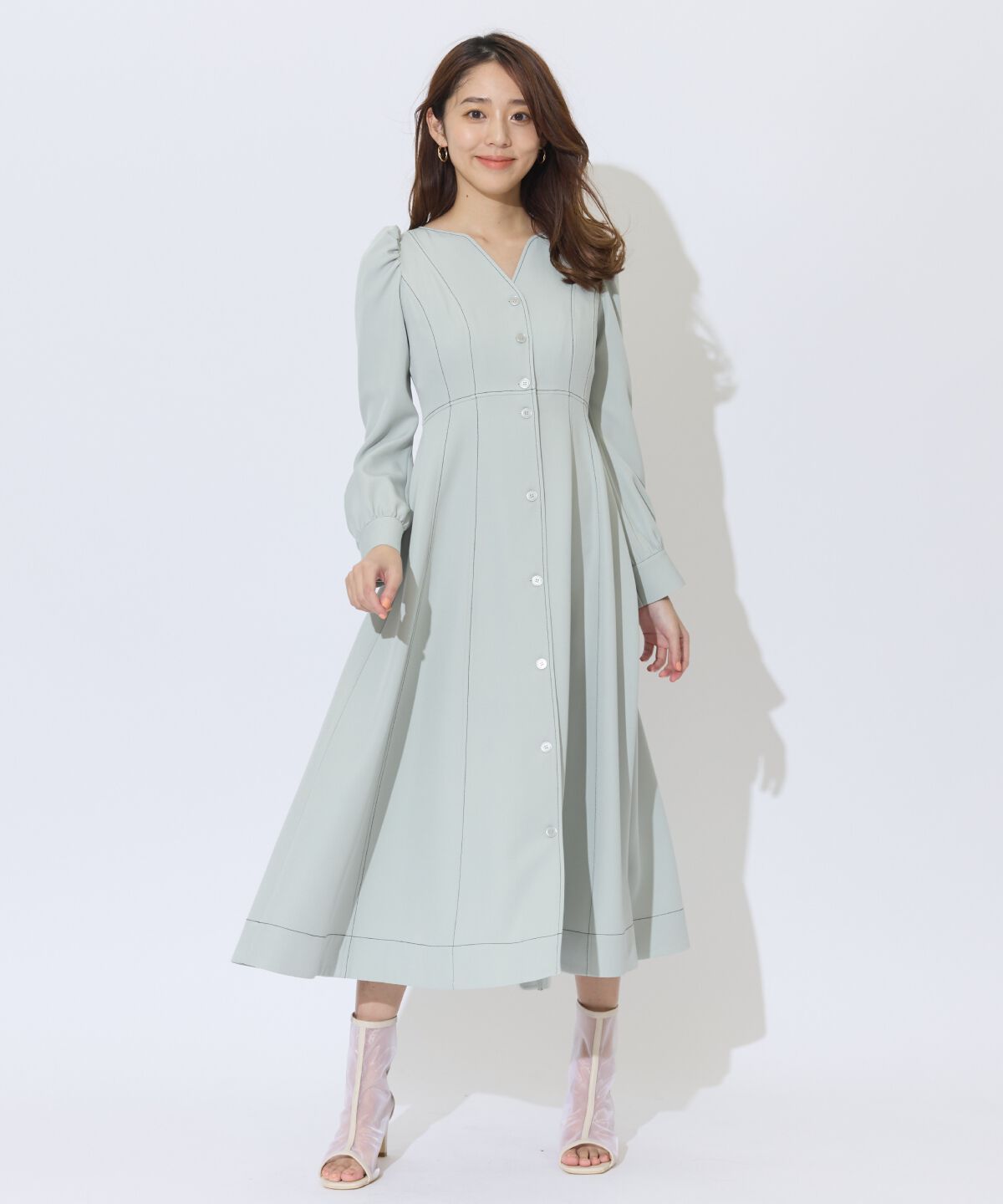 アンドクチュール「デコルテあき配色ステッチワンピース」|ワンピース|