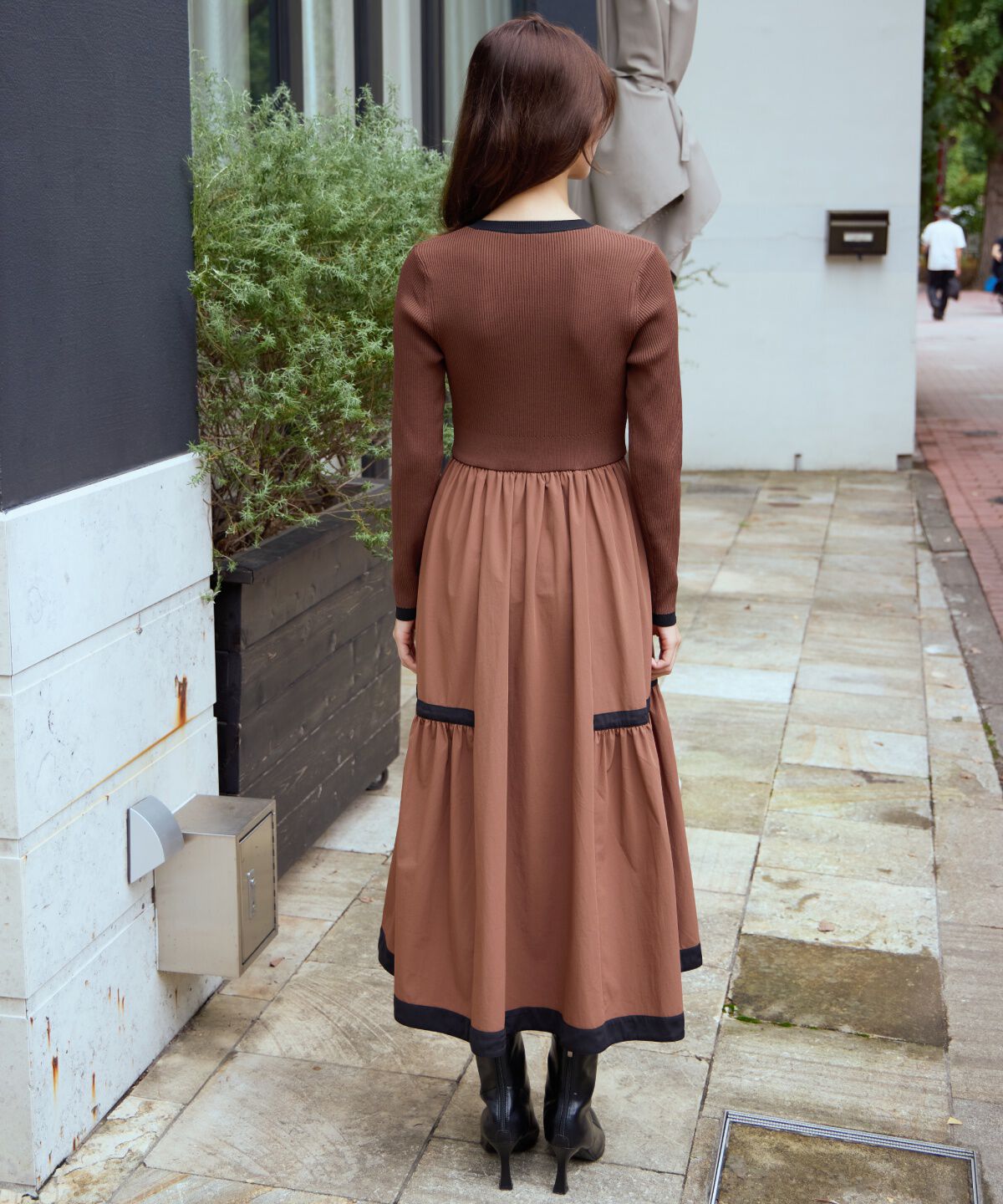 アンドクチュール「配色ニットドッキングワンピース」|ワンピース|