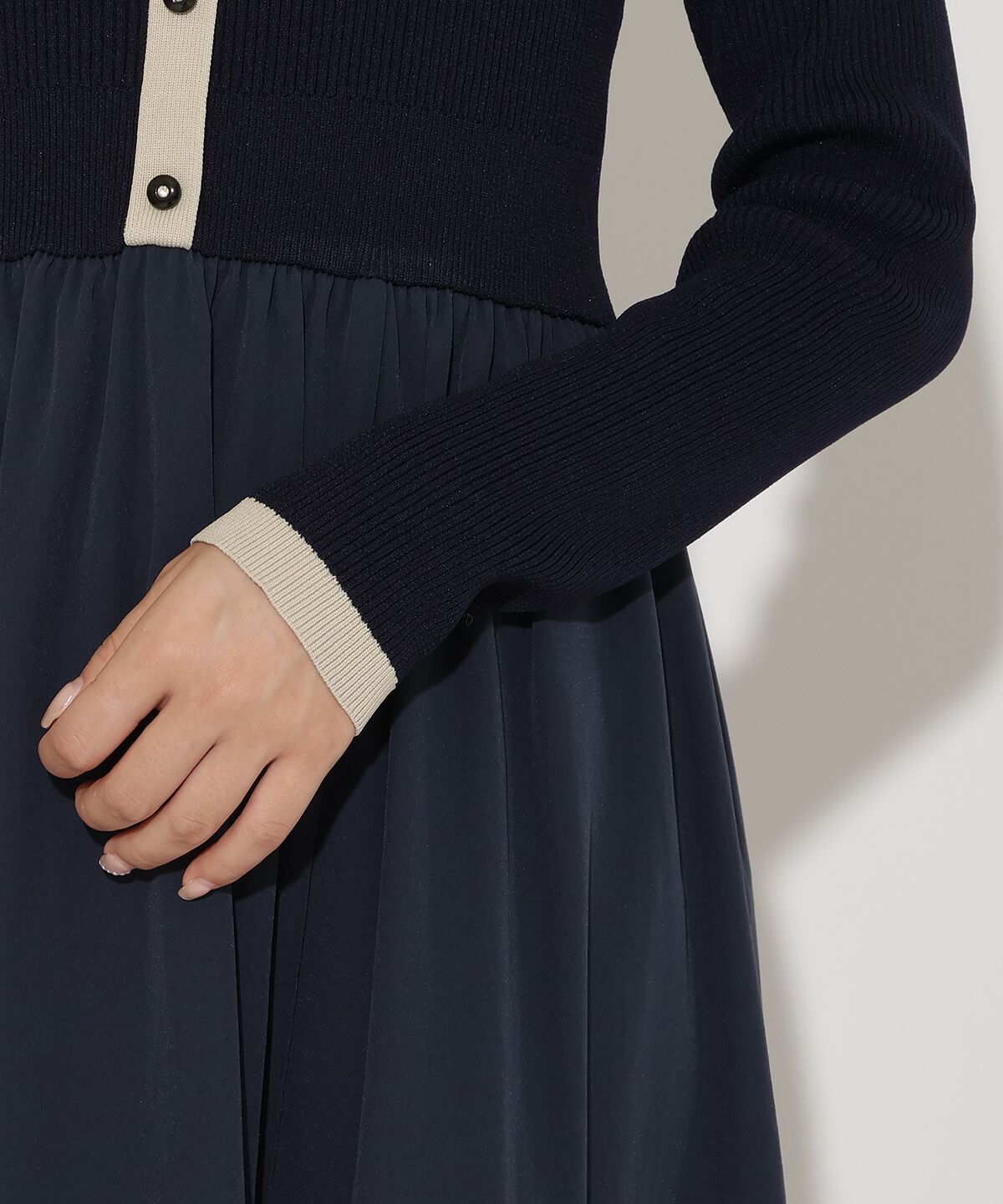 アンドクチュール「配色ニットドッキングワンピース」|ワンピース|