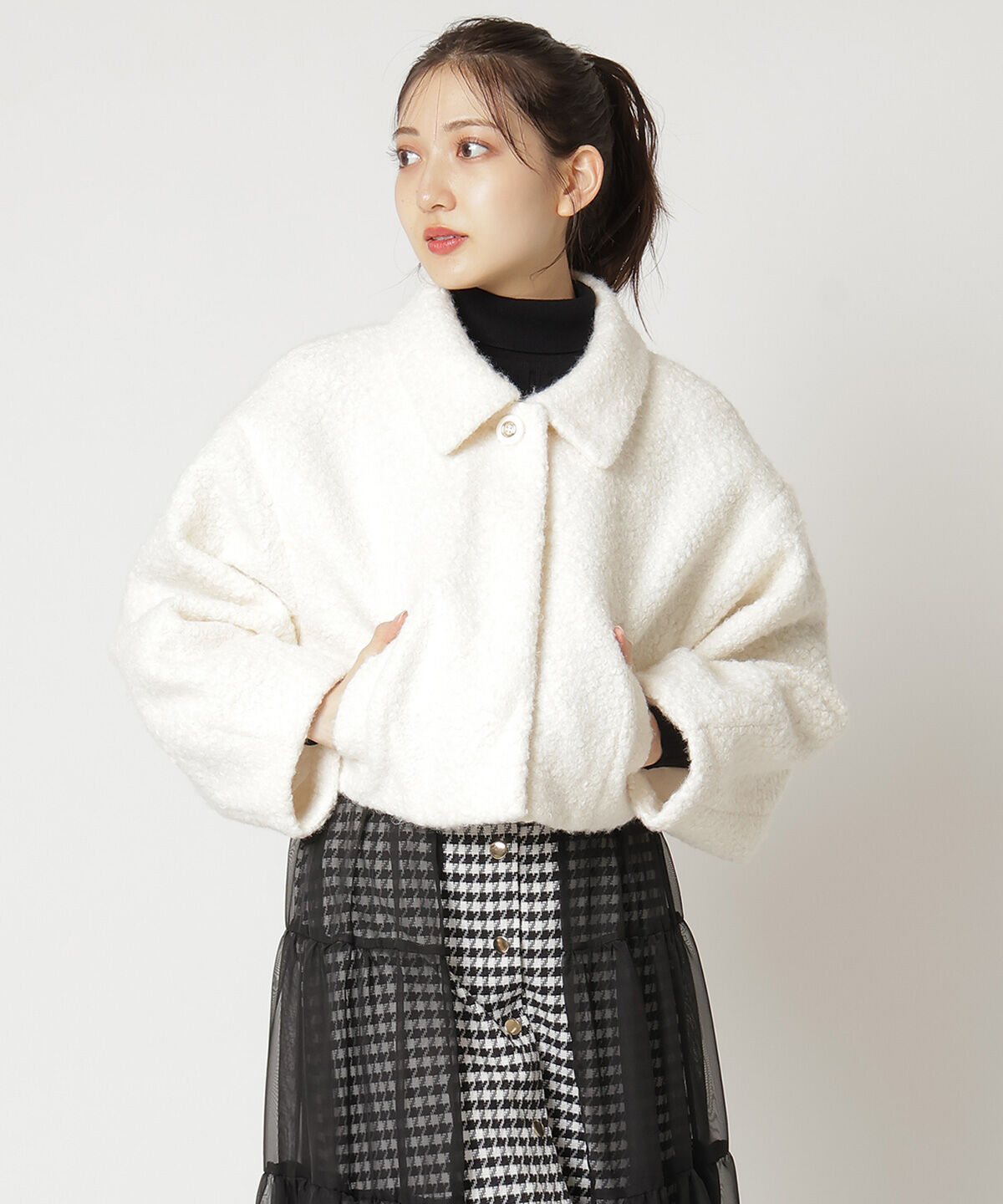 REDYAZEL「ブークレショートコート」|ステンカラーコート|