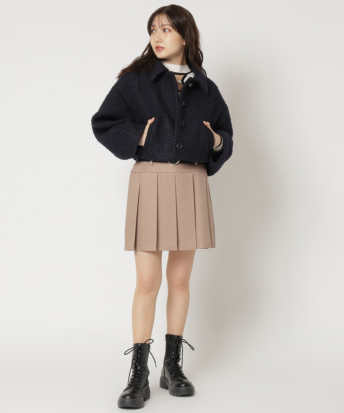 REDYAZEL「ブークレショートコート」|ステンカラーコート|