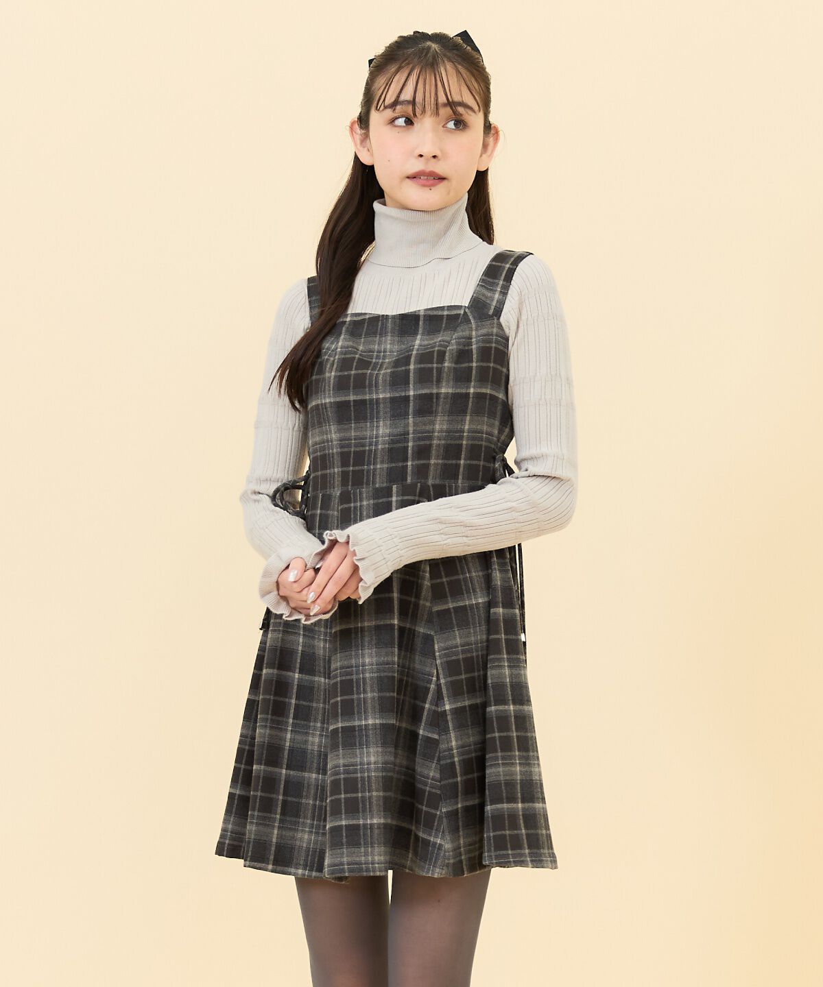 REDYAZEL「チェックサイドダブルリボンワンピース」|ワンピース|