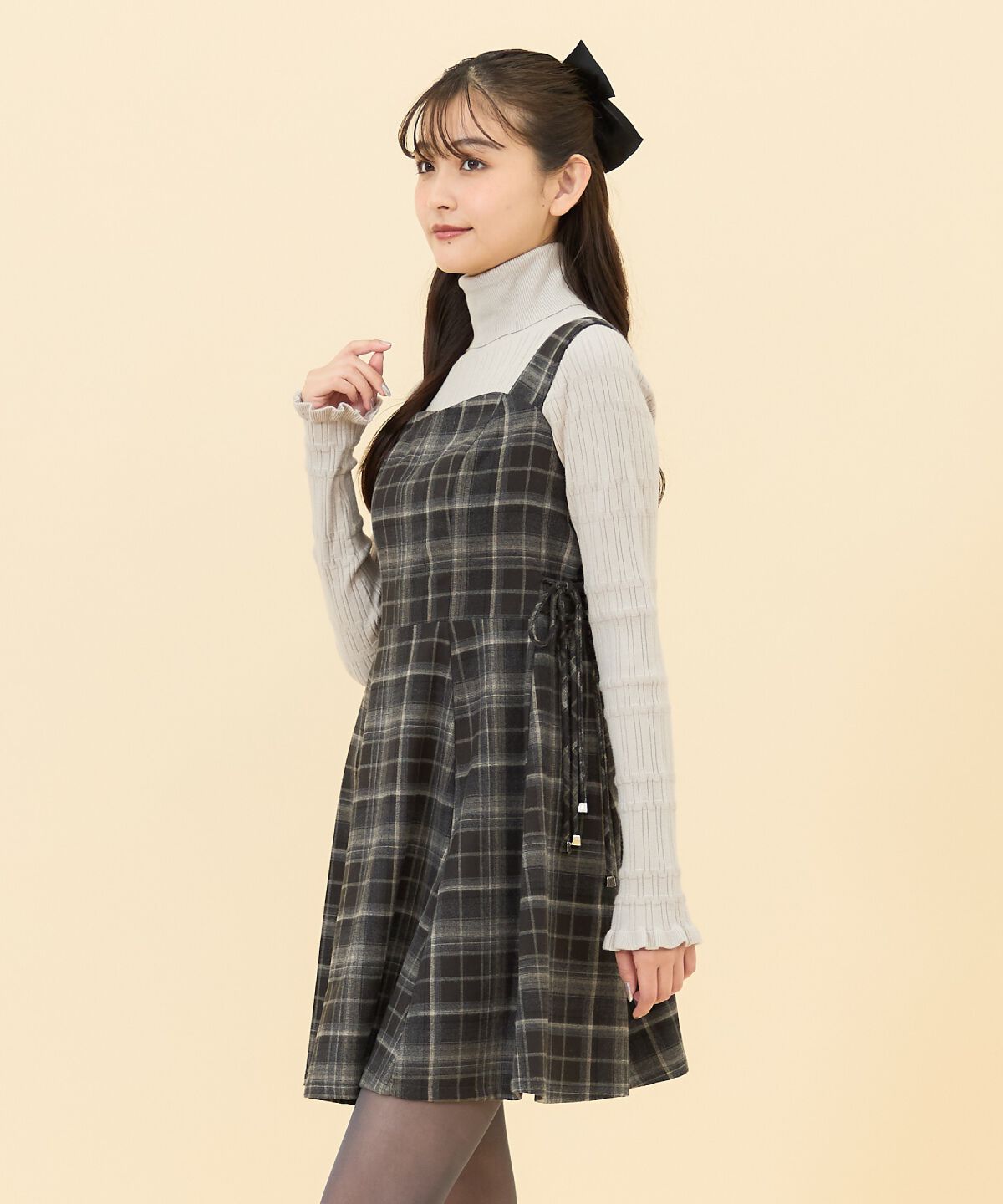 REDYAZEL「チェックサイドダブルリボンワンピース」|ワンピース|
