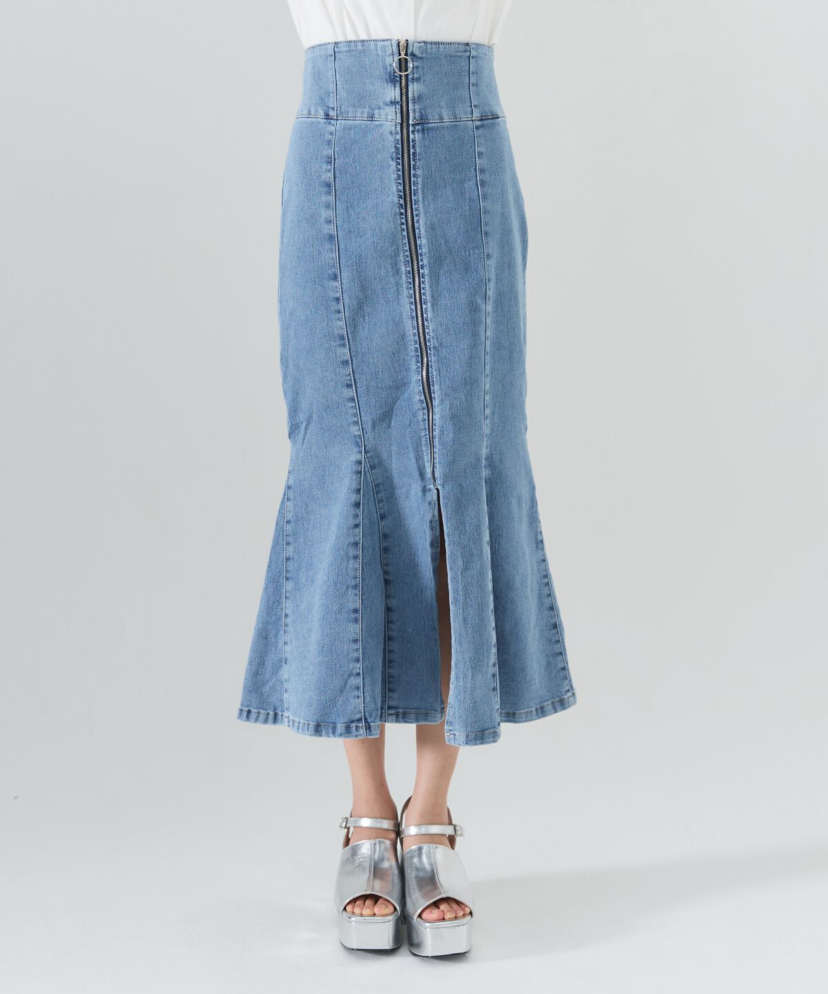 REDYAZEL「フロントジップデニムマーメイドスカート」|タイト|