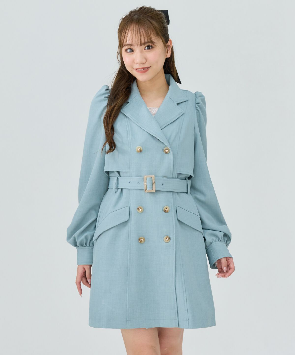 REDYAZEL「パフスリーブミニトレンチコート」|トレンチコート|