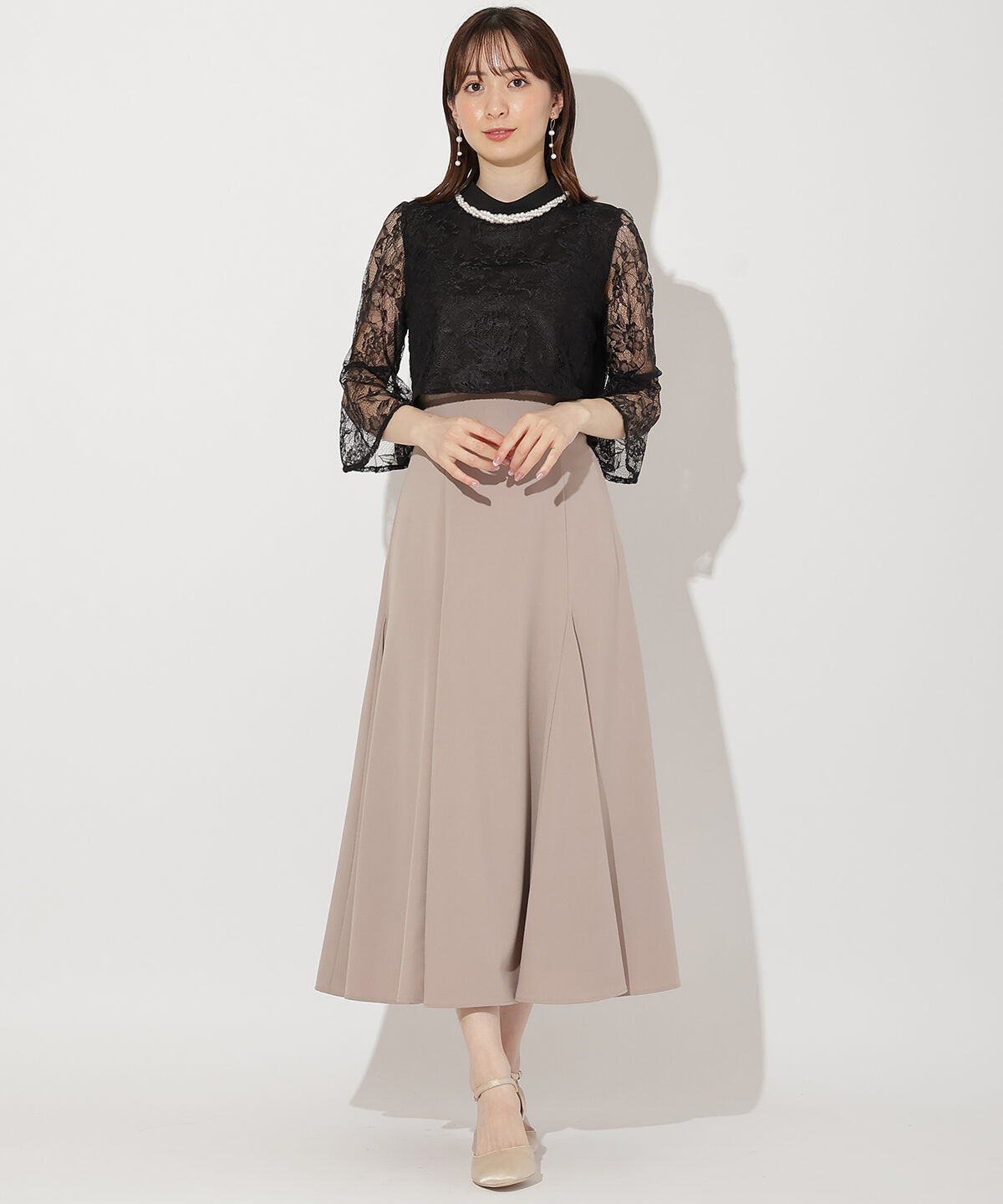 WILLSELECTION「配色レースレイヤードマーメイドワンピース」|ドレス|