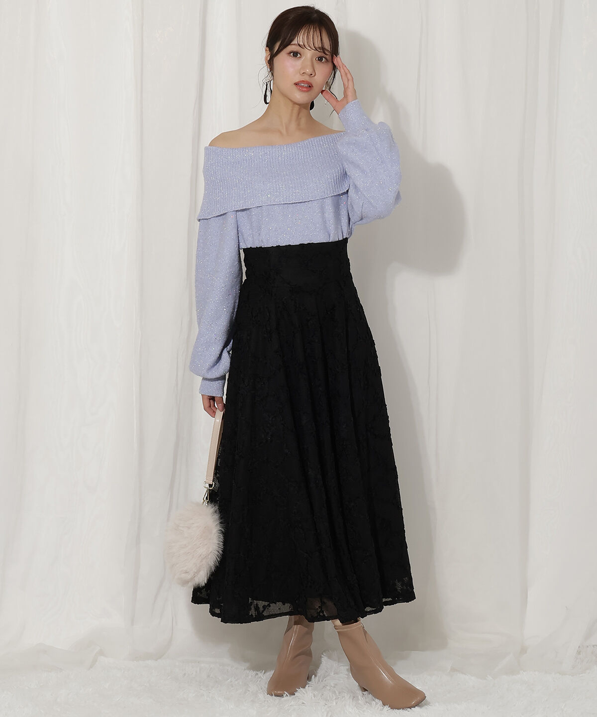 WILLSELECTION「ラメオフタートルニットプルオーバー」|ニット・セーター|