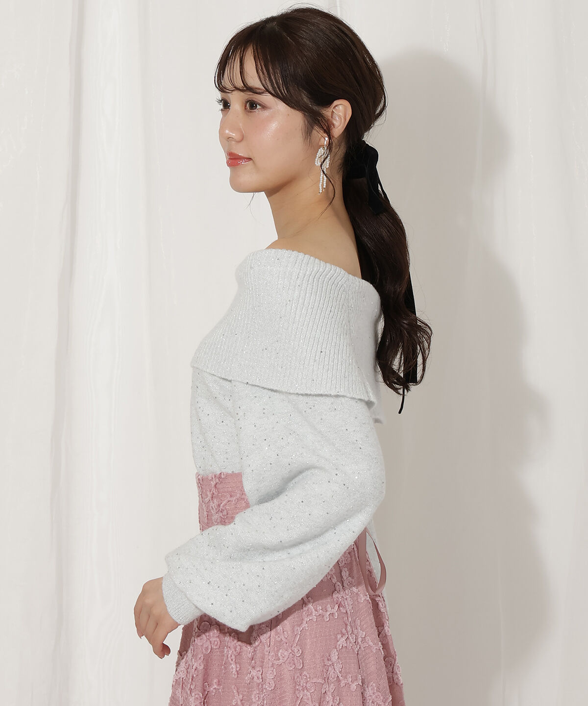 WILLSELECTION「ラメオフタートルニットプルオーバー」|ニット・セーター|