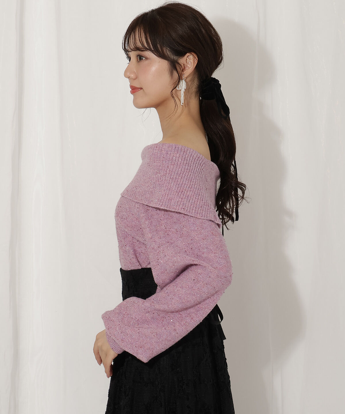 WILLSELECTION「ラメオフタートルニットプルオーバー」|ニット・セーター|