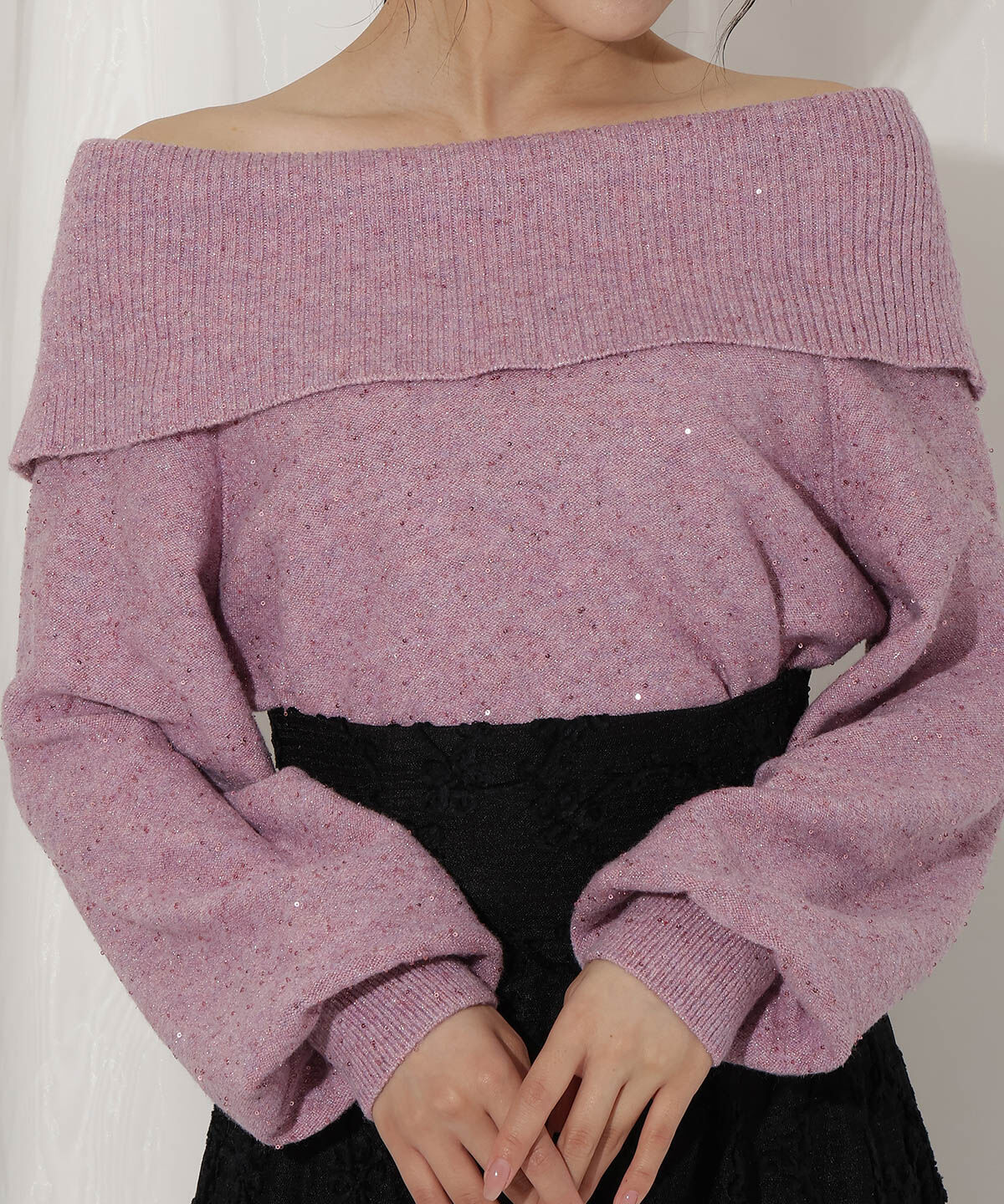 WILLSELECTION「ラメオフタートルニットプルオーバー」|ニット・セーター|