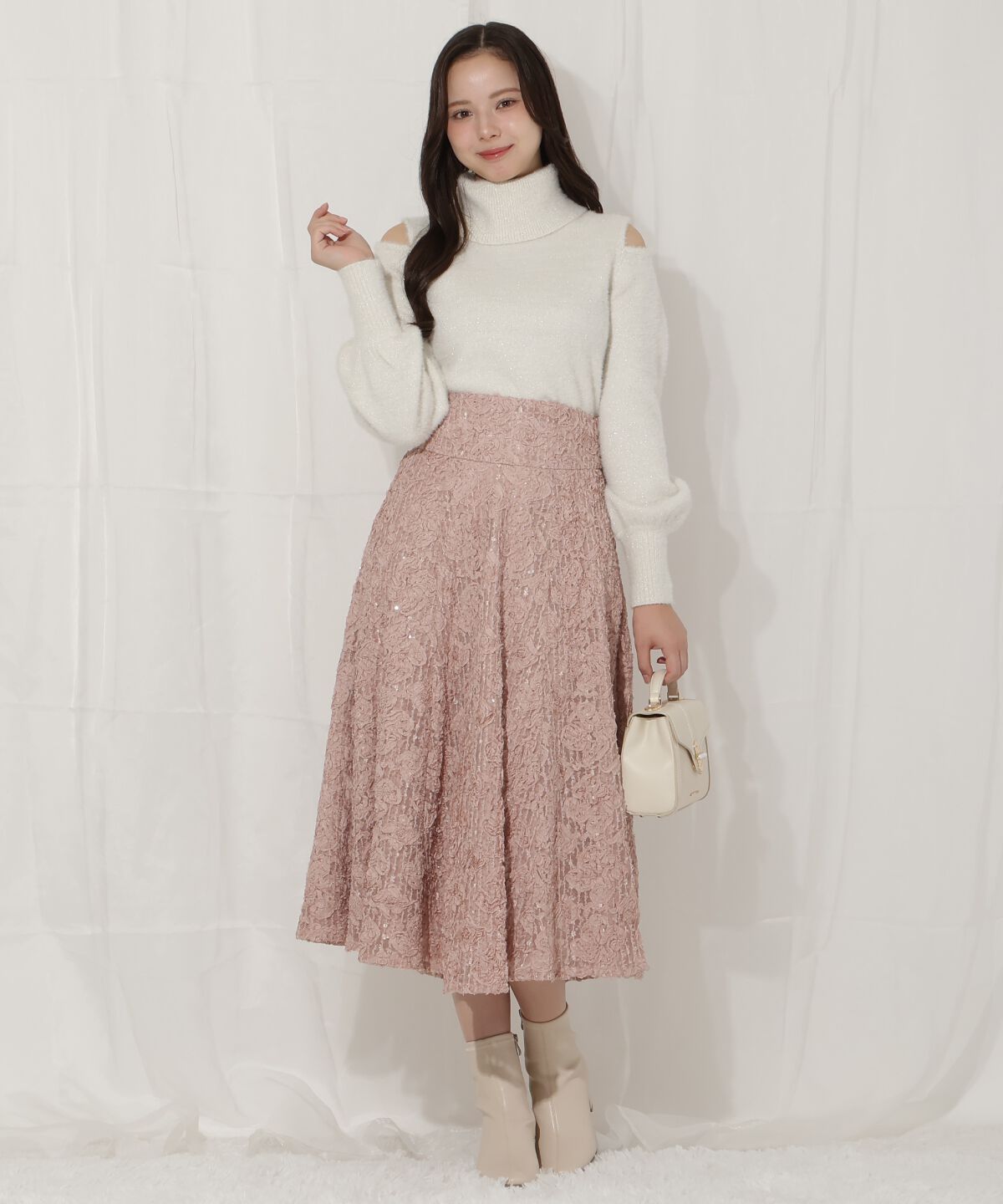 WILLSELECTION「キラキラフラワーチュールフレアスカート」|フレア|