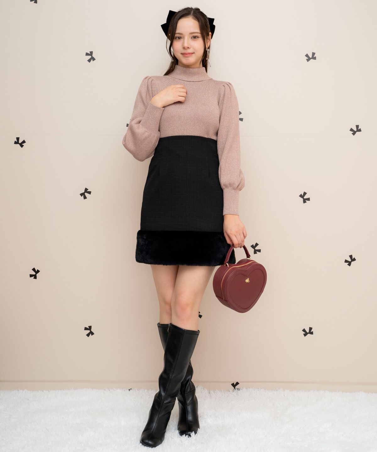 WILLSELECTION「裾ファーハイウエストミニスカート」|台形|