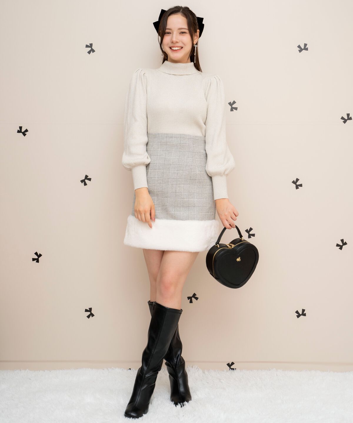 WILLSELECTION「裾ファーハイウエストミニスカート」|台形|