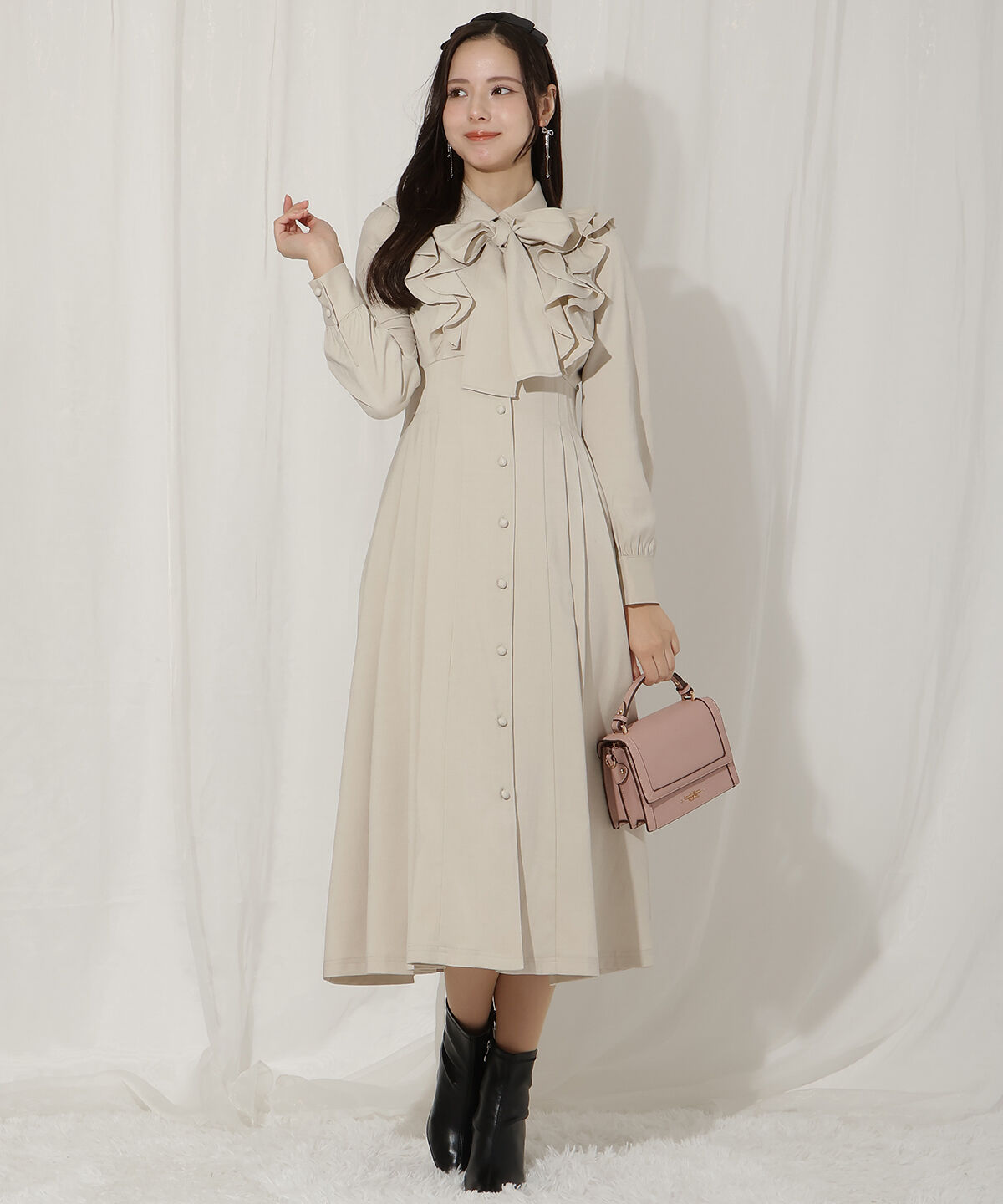 WILLSELECTION「ペタルフリルリボンタイシャツワンピース」|ワンピース|