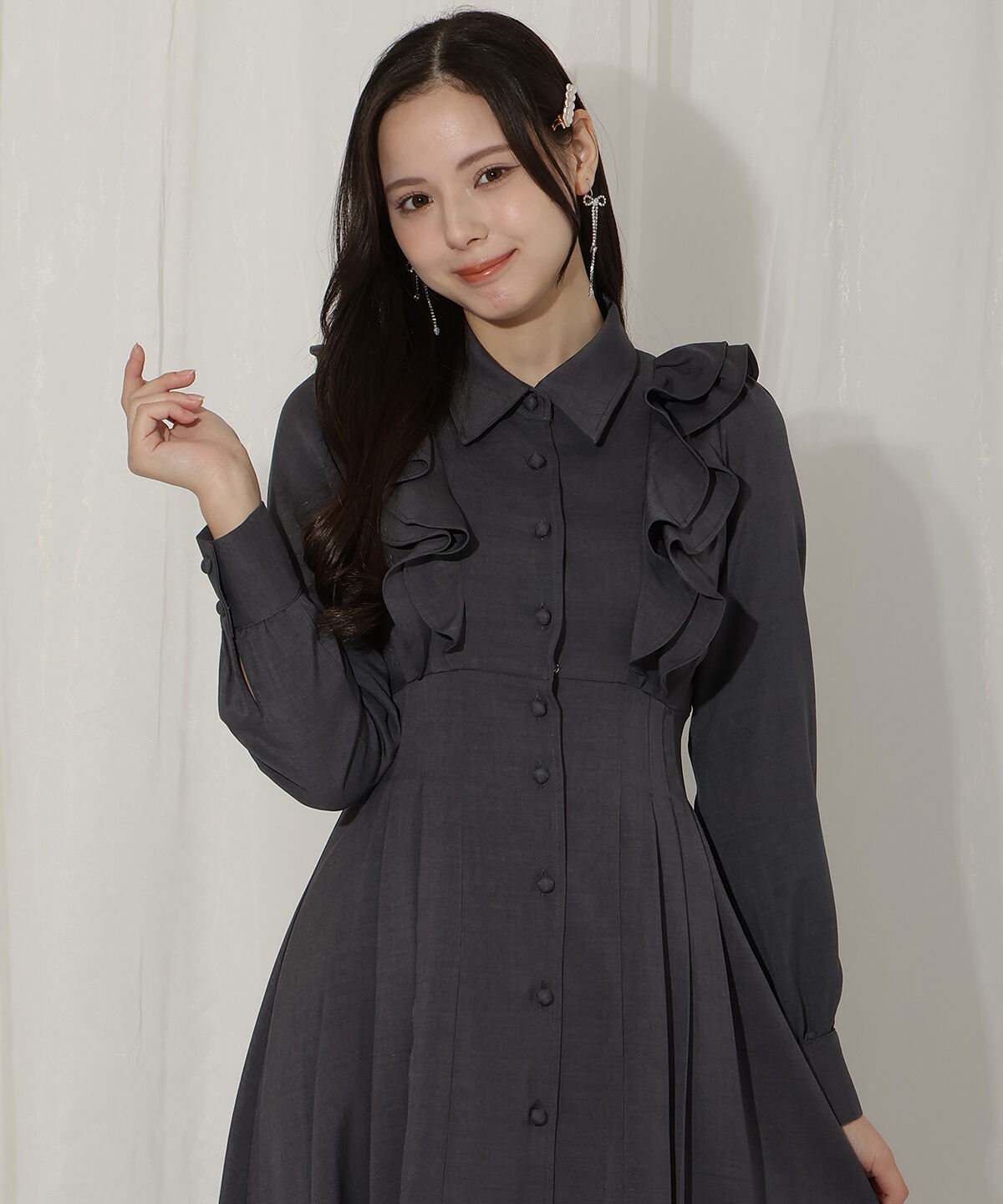 WILLSELECTION「ペタルフリルリボンタイシャツワンピース」|ワンピース|