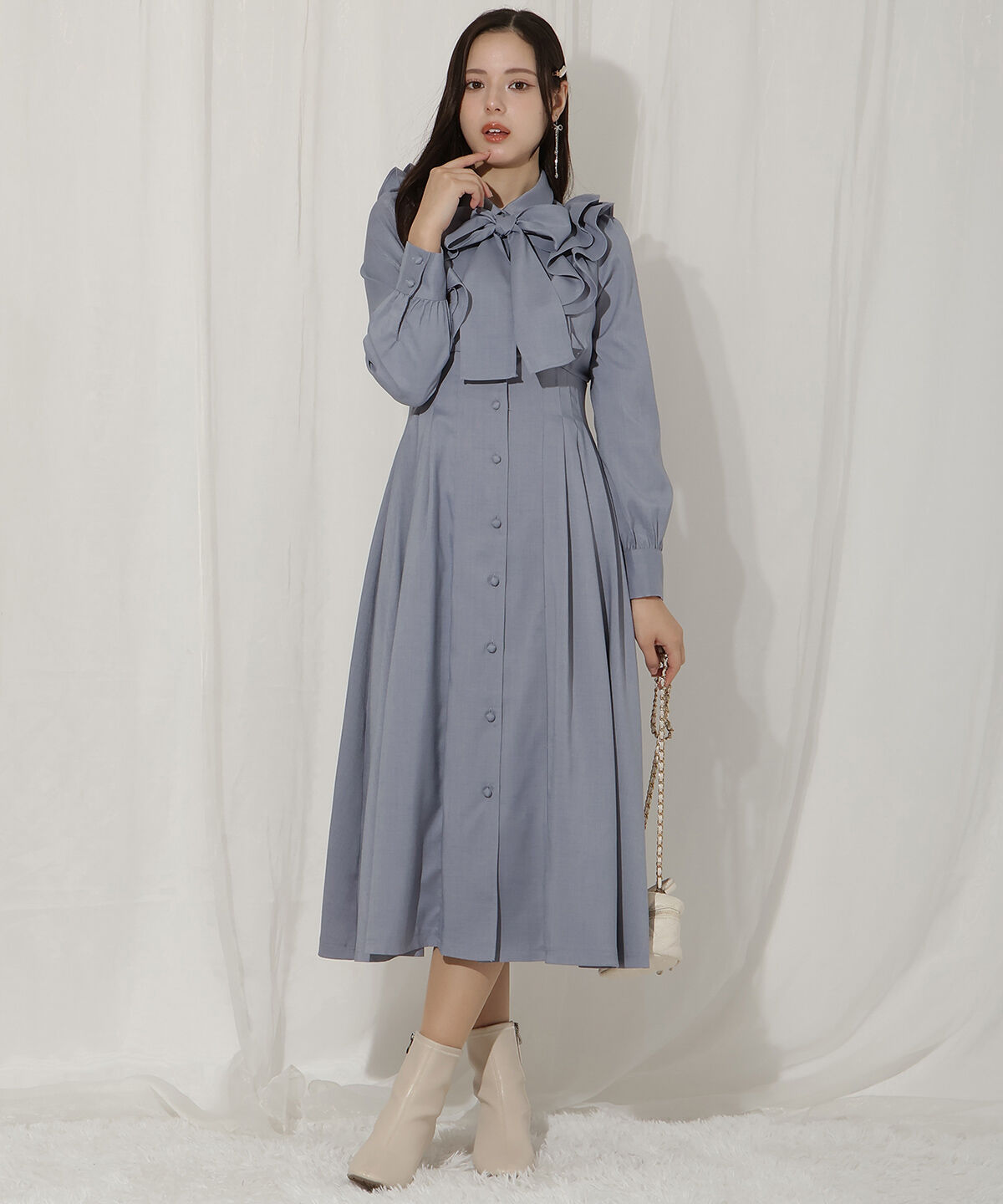 WILLSELECTION「ペタルフリルリボンタイシャツワンピース」|ワンピース|