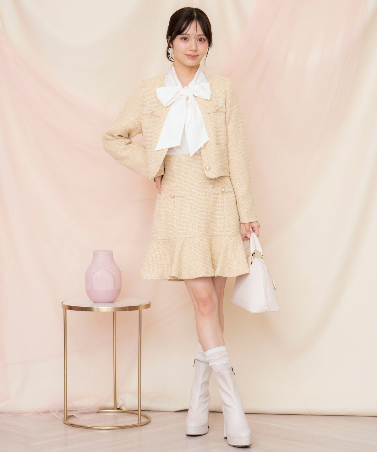 WILLSELECTION「ラメツイードノーカラージャケット」|ノーカラージャケット|