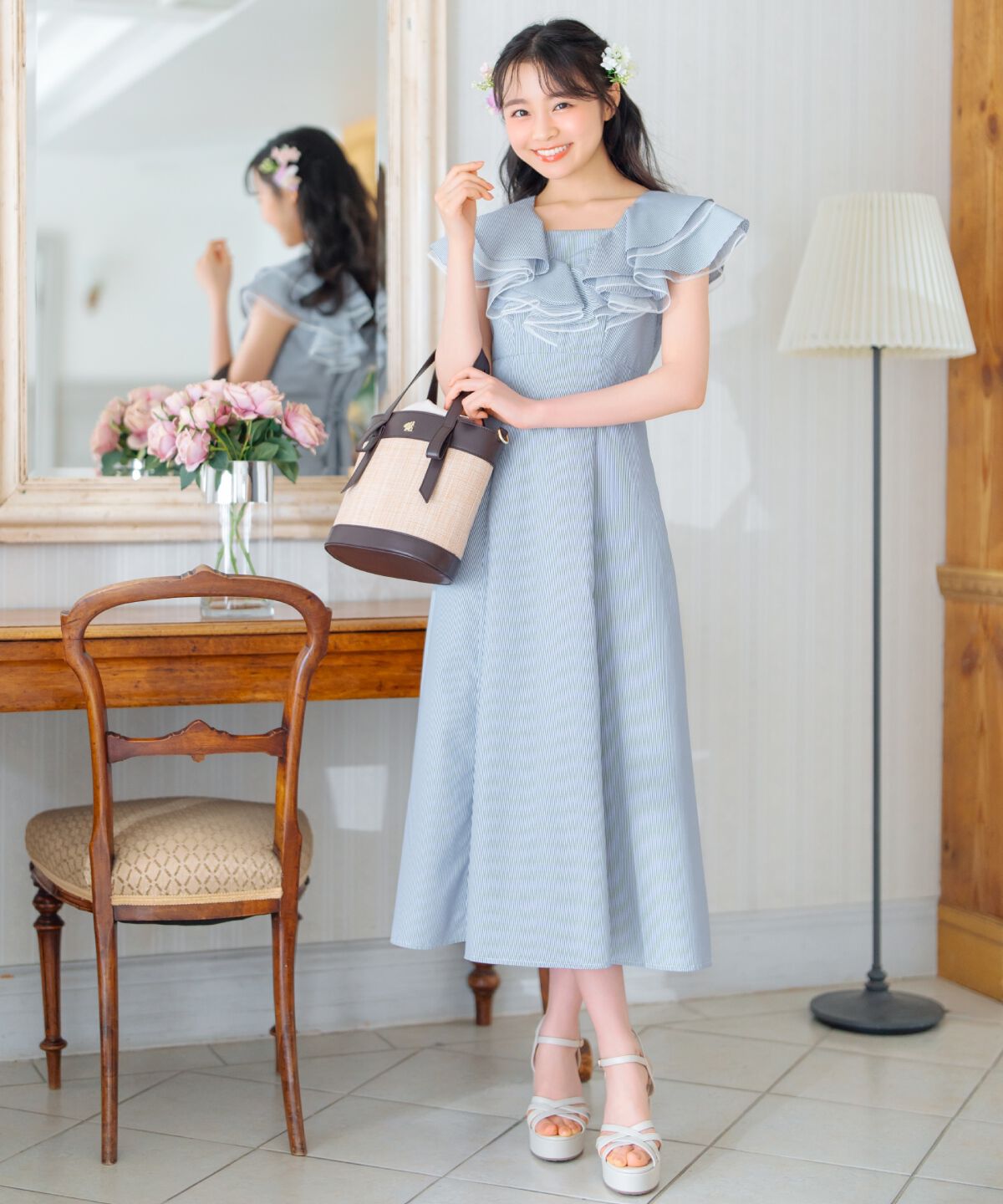 WILLSELECTION「タックリボン雑材コンビバケツバッグ」|ショルダー・メッセンジャー|