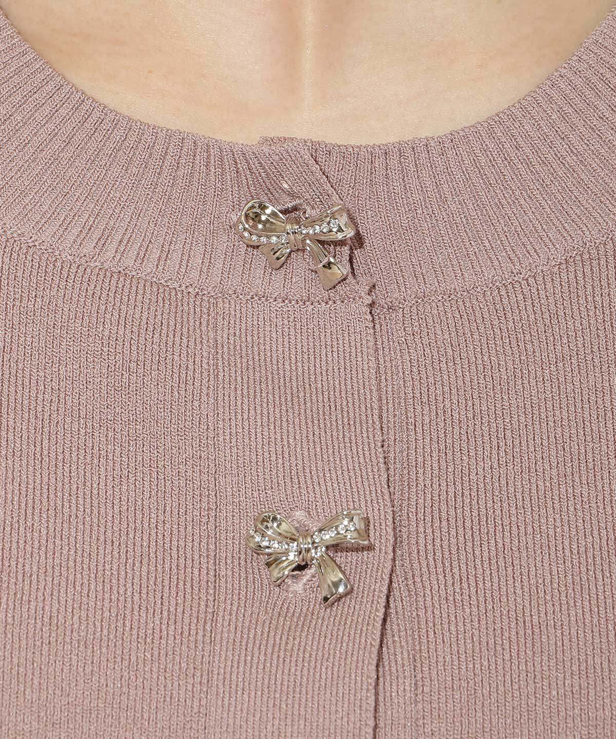 WILLSELECTION「ビジューリボンタックスリーブカーディガン」|カーディガン|