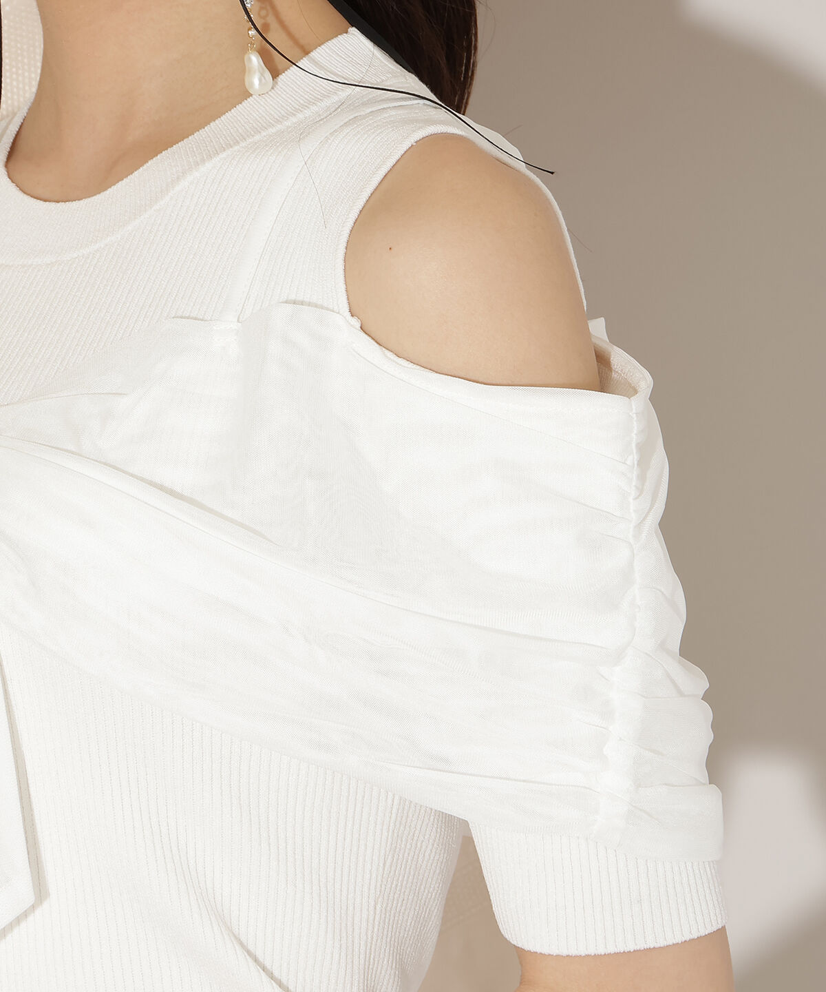 WILLSELECTION「チュールオフショルリブニット」|ニット・セーター|