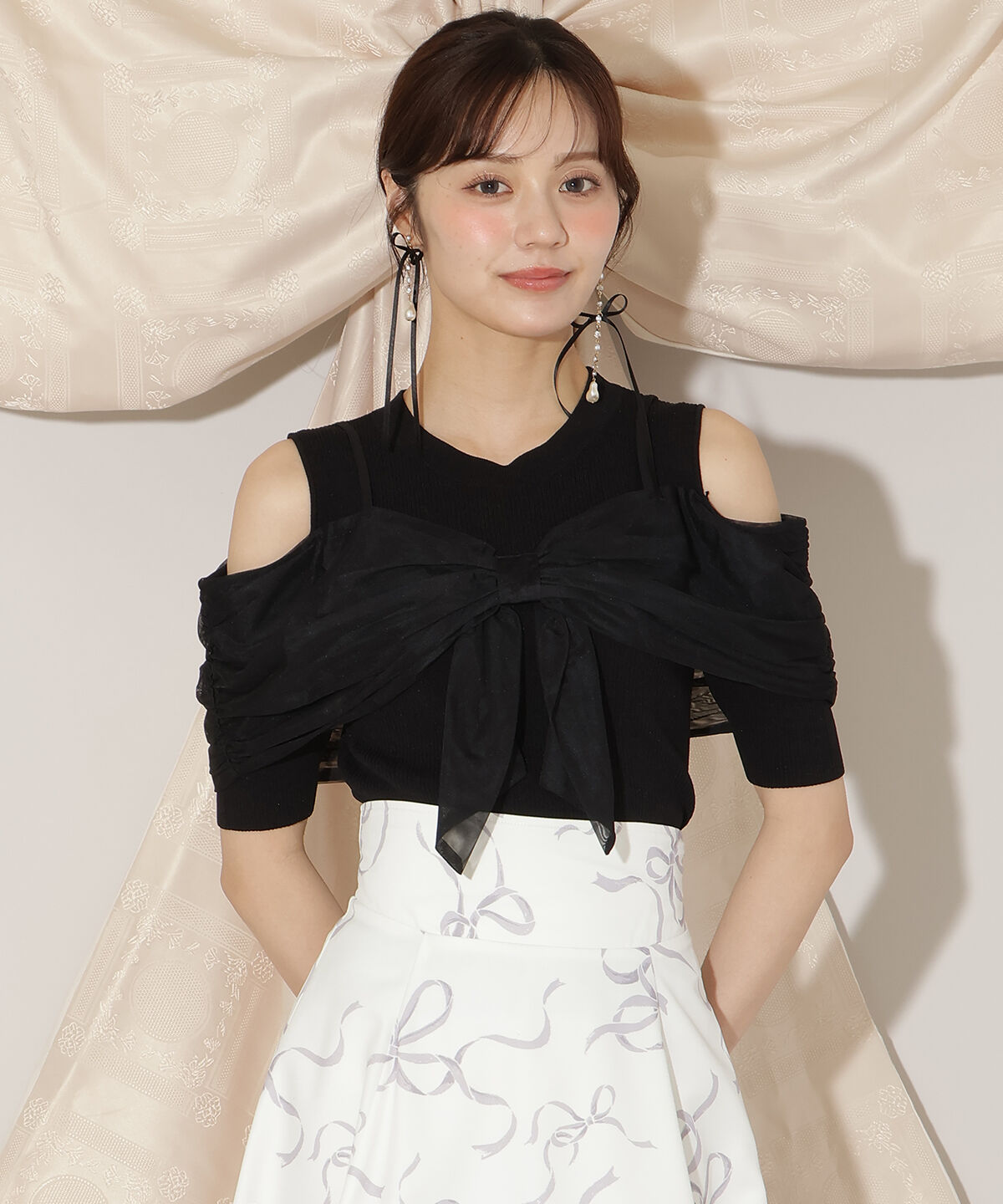 WILLSELECTION「チュールオフショルリブニット」|ニット・セーター|