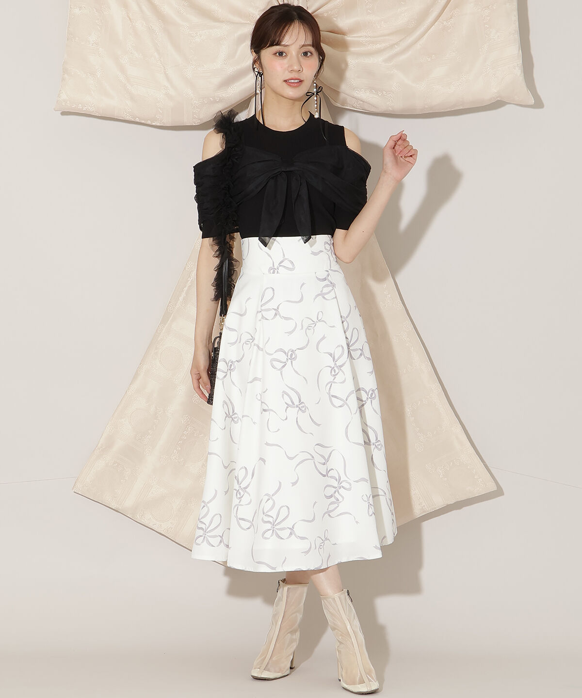 WILLSELECTION「チュールオフショルリブニット」|ニット・セーター|