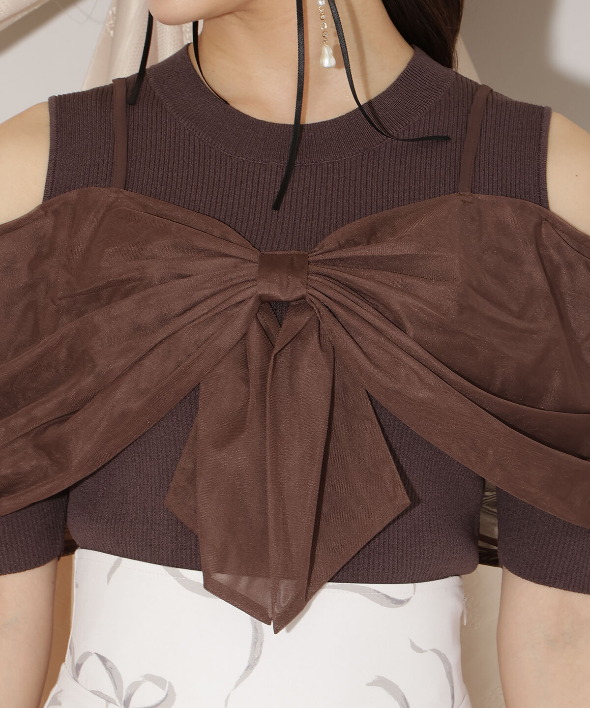 WILLSELECTION「チュールオフショルリブニット」|ニット・セーター|